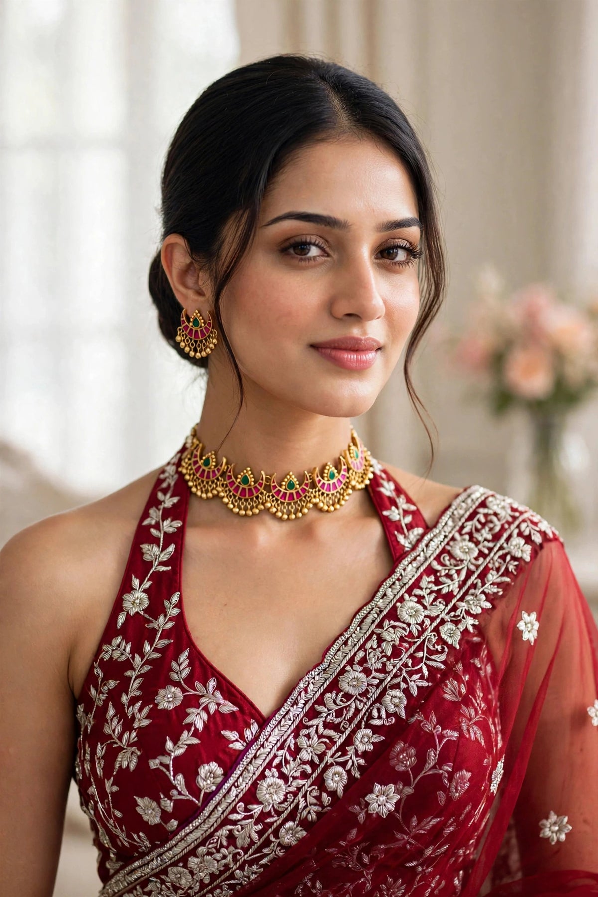 Handmade Kundan Choker, Gold Plated Bridal Jewelry, South Indian Wedding Necklace