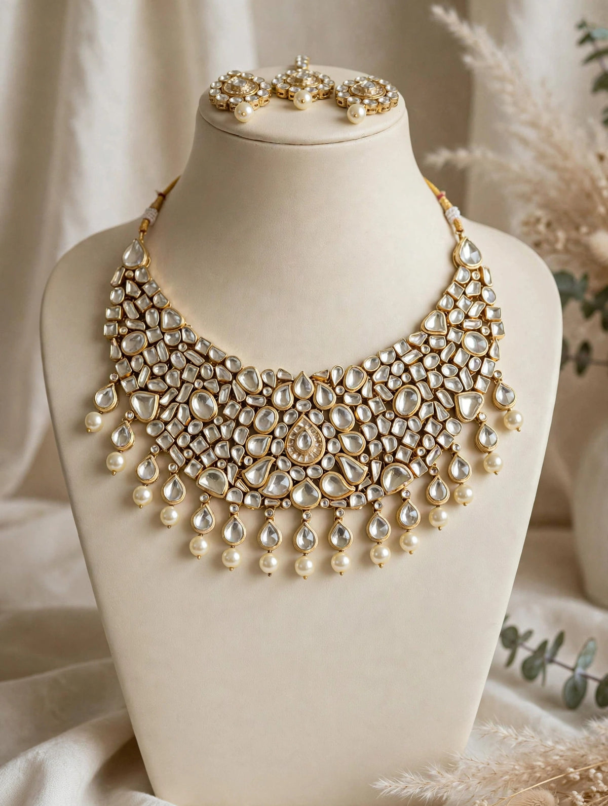 Handmade Kundan Bridal Necklace, Indian Wedding Jewelry
