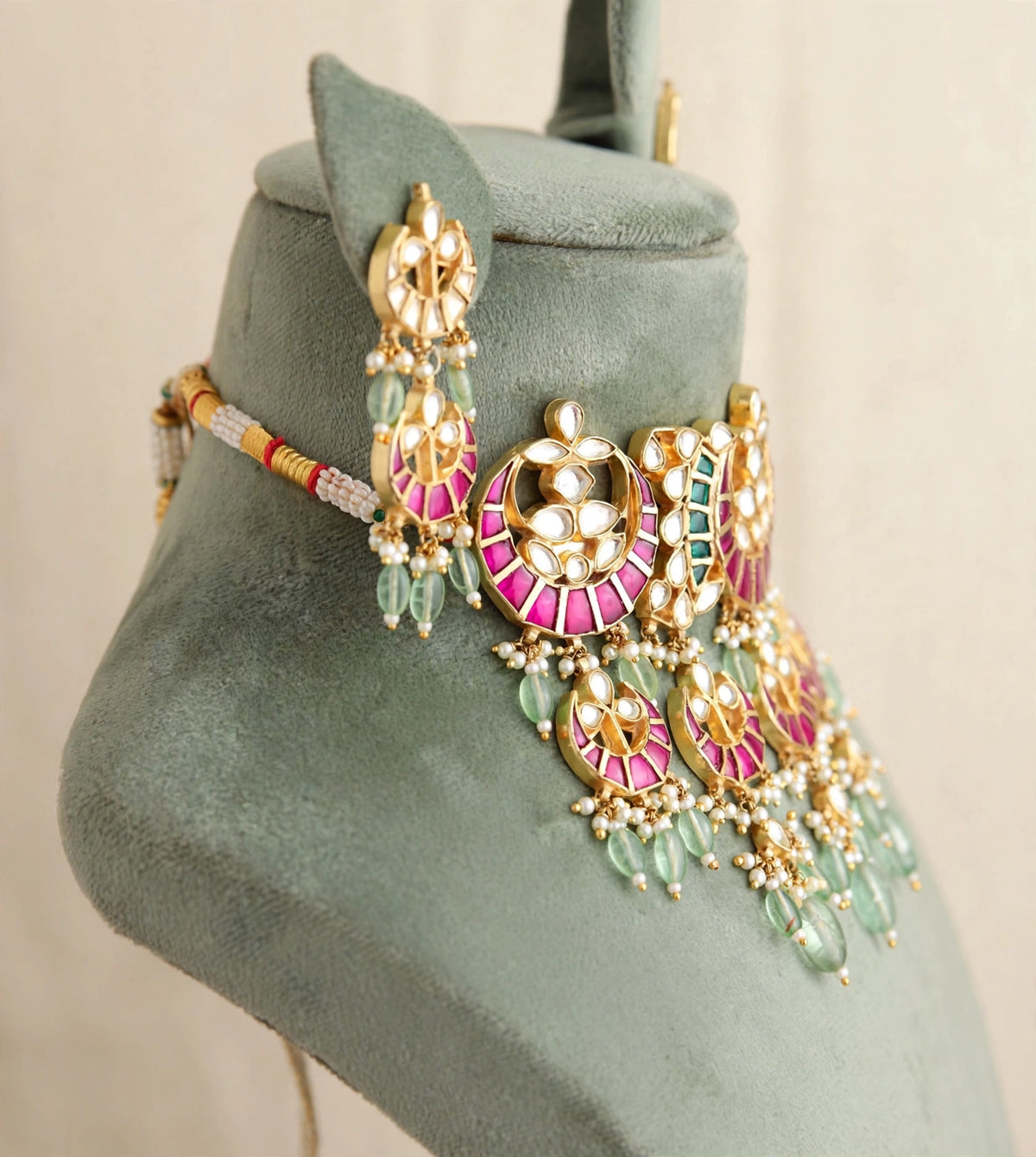 Kundan Choker Necklace with Chandbali Earrings