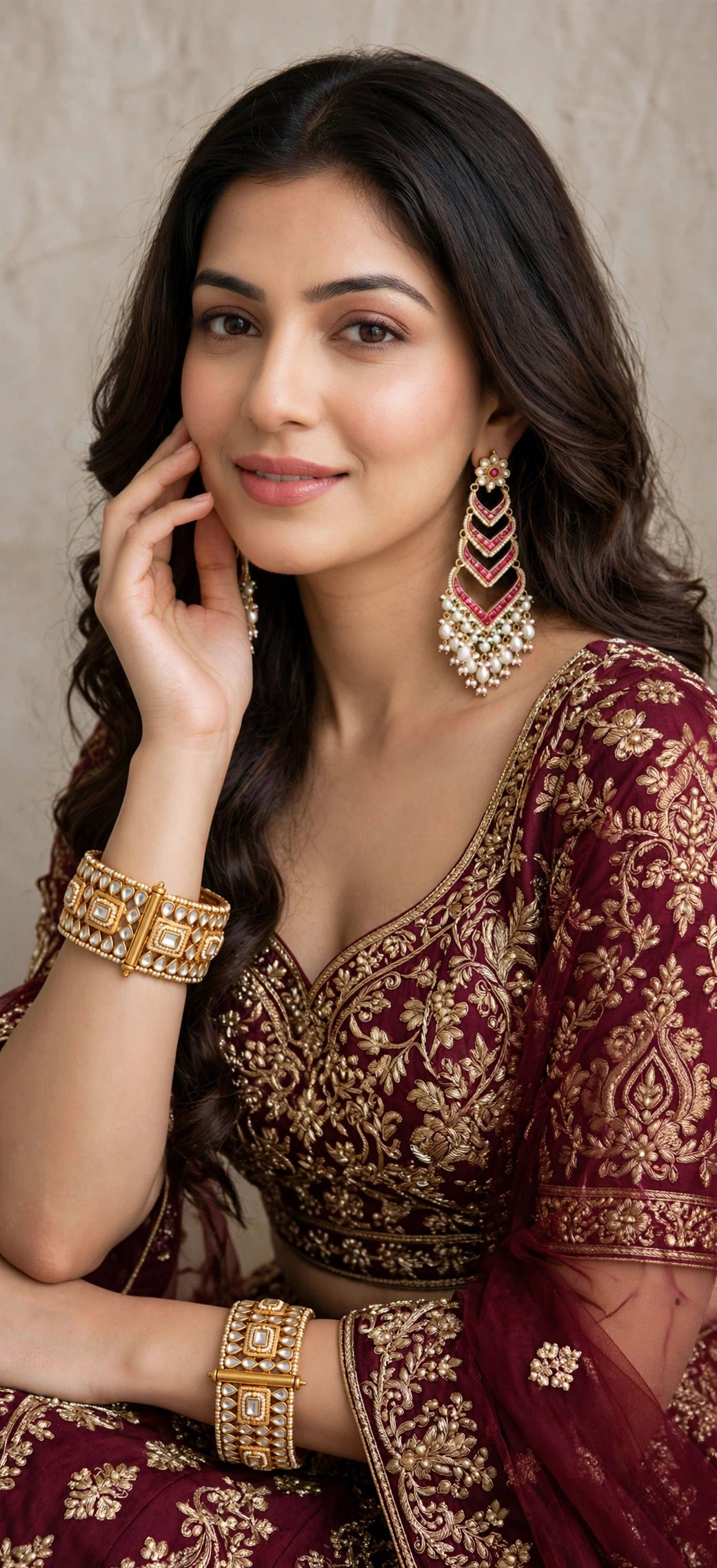 Kundan Bangle Set,Handmade Bridal Bracelet pair, Gold Plated Indian Bridal Jewelry