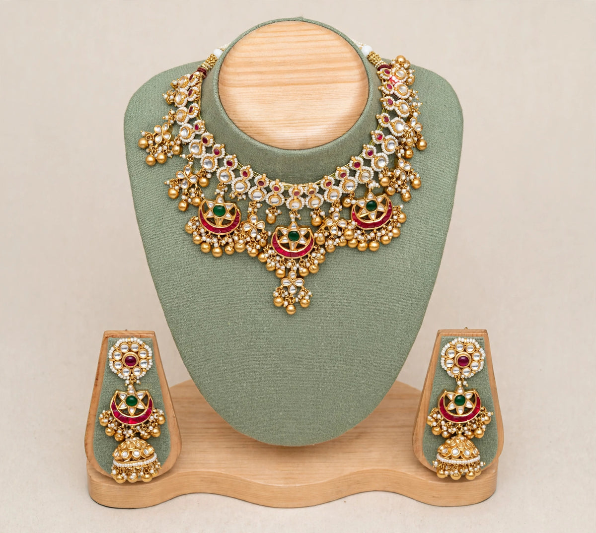 Kundan Choker Necklace Set | Indian Wedding Jewelry | Handmade Chandbali Earrings