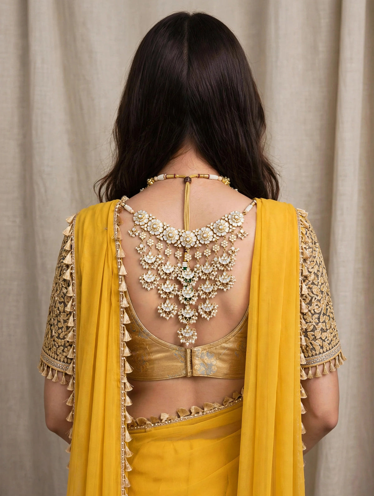 Handmade Kundan Choker Necklace Earrings Set, Gold Plated Mother of Pearl Indian Bridal Jewelry
