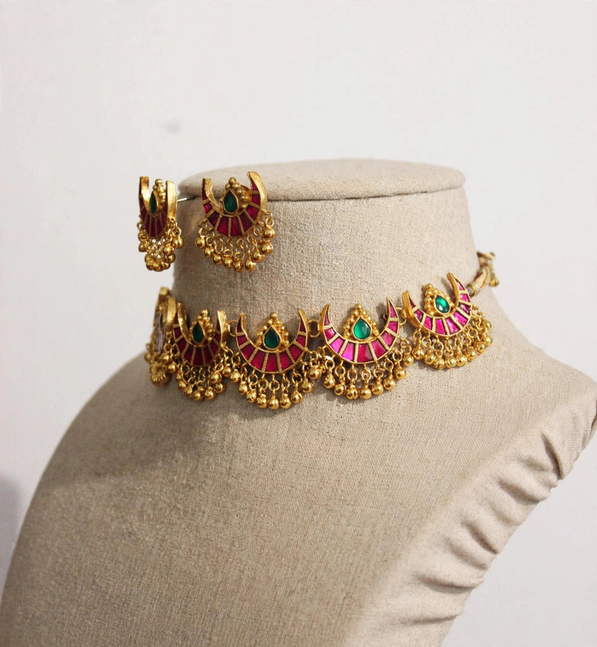 Handmade Kundan Choker, Gold Plated Bridal Jewelry, South Indian Wedding Necklace