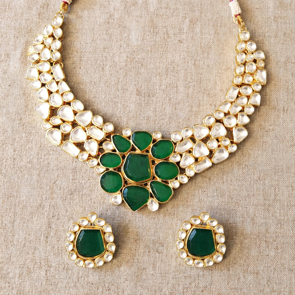 Handmade Kundan Choker Set, 22K Gold Plated, Indian Bridal Jewelry