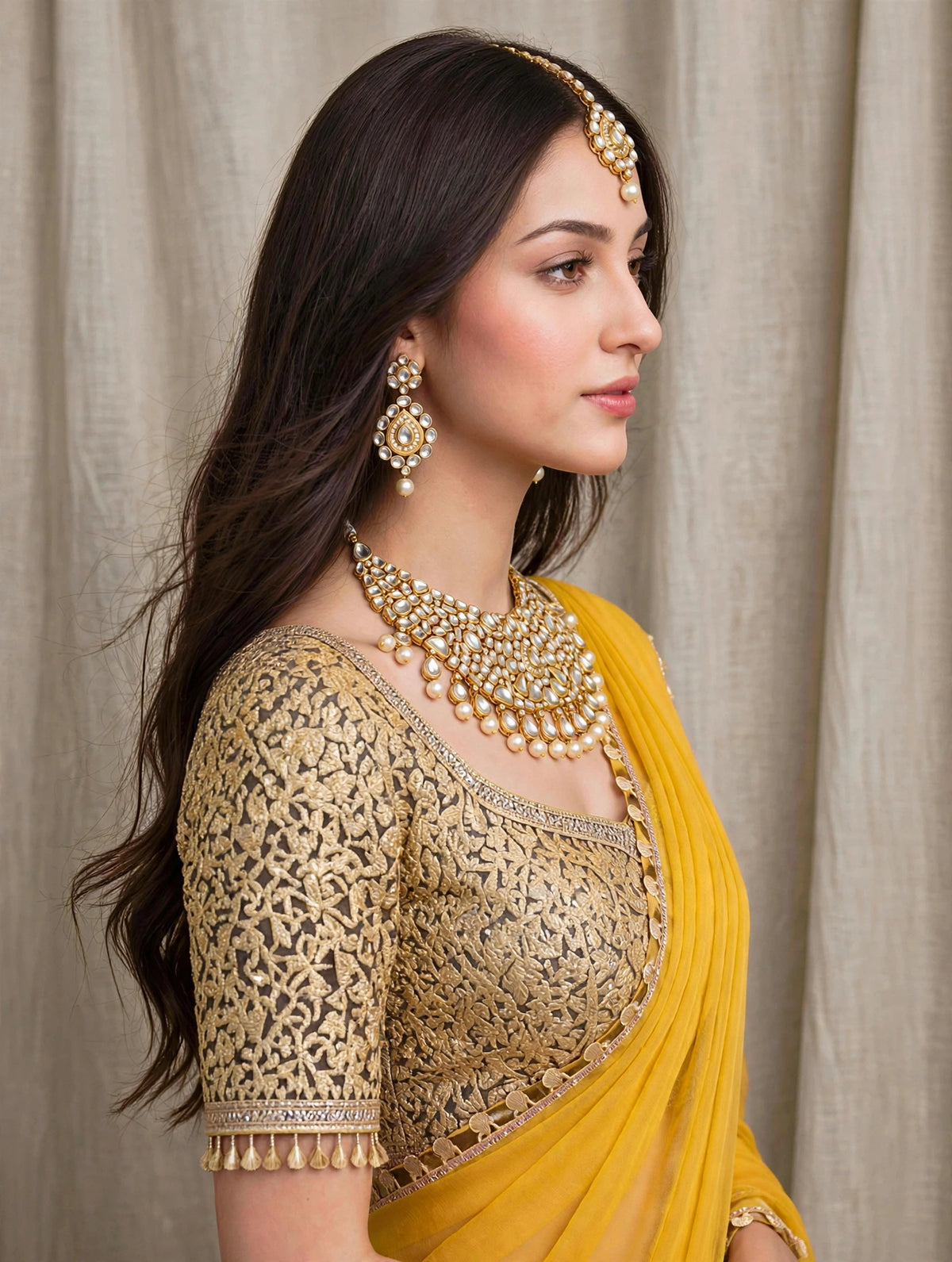 Handmade Kundan Bridal Necklace, Indian Wedding Jewelry