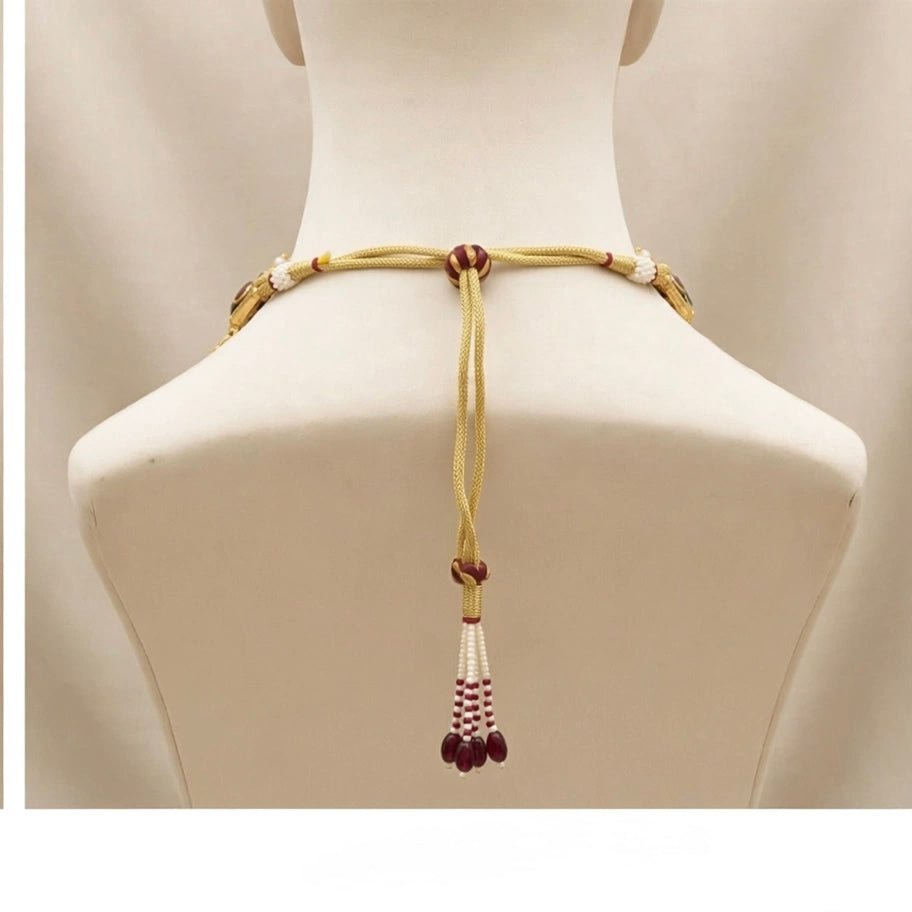Black Enamelled Designer Kundan Jewellery Set, Statement Choker Necklace with Earrings