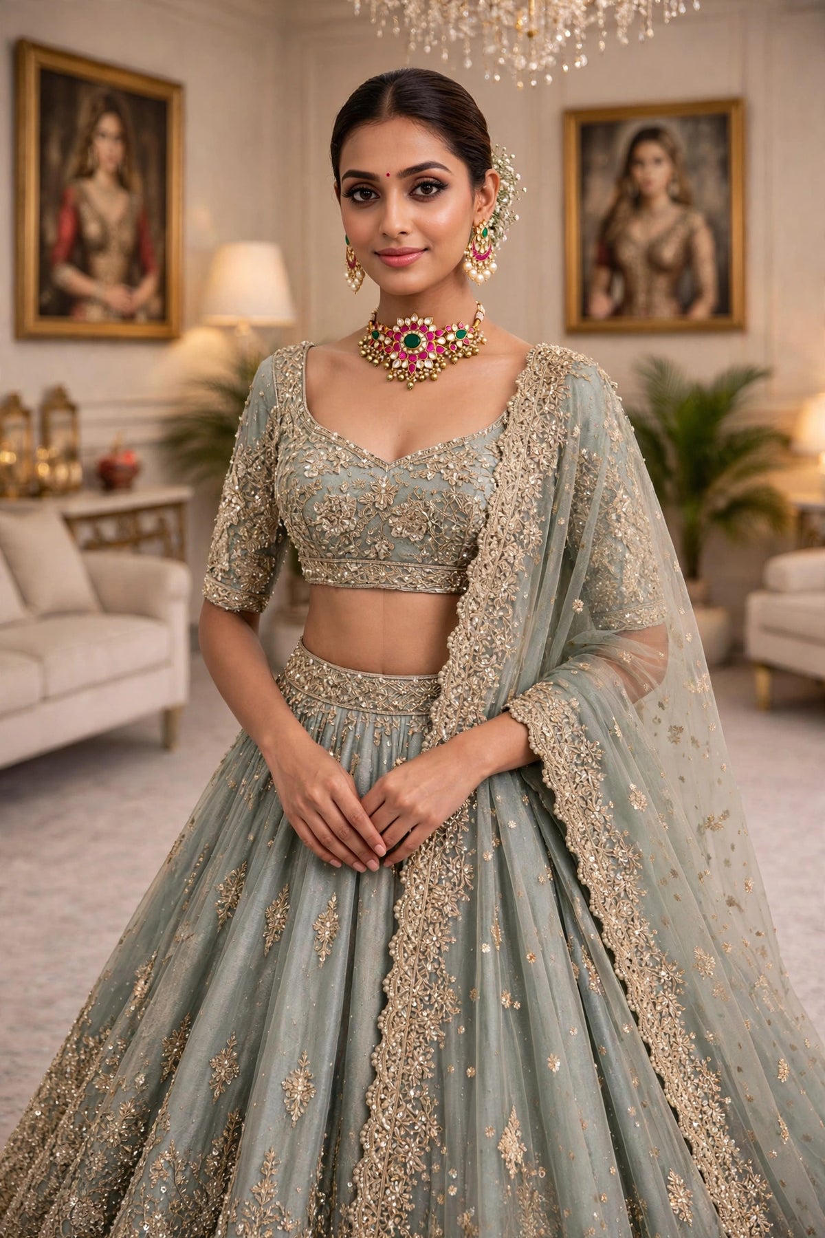 Handmade Kundan Choker Necklace Set, 22K Gold Plated, Bollywood Bridal Jewelry