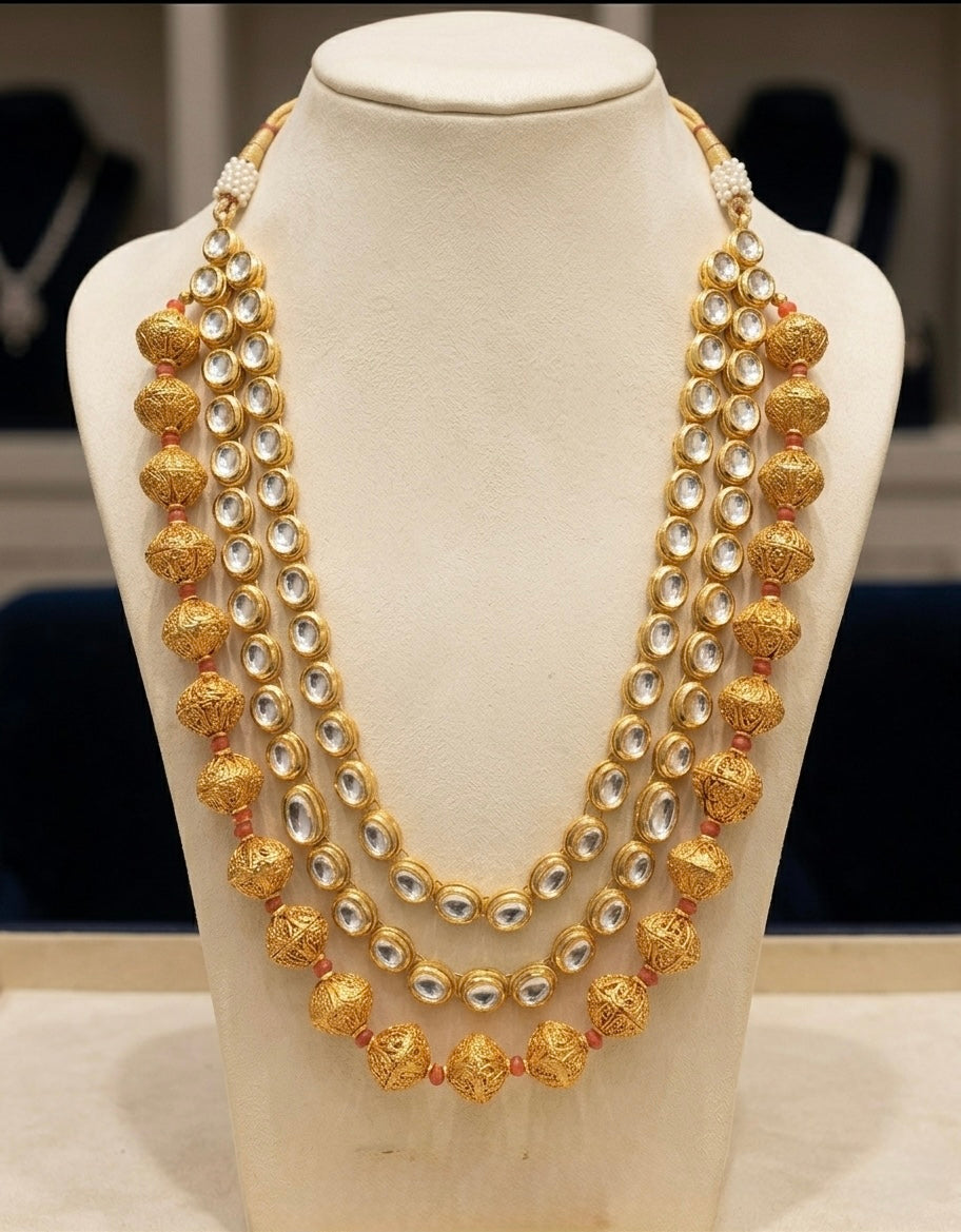 Handmade Kundan Jewelry, Gold Plated Indian Necklace, Bollywood Wedding Jewelry