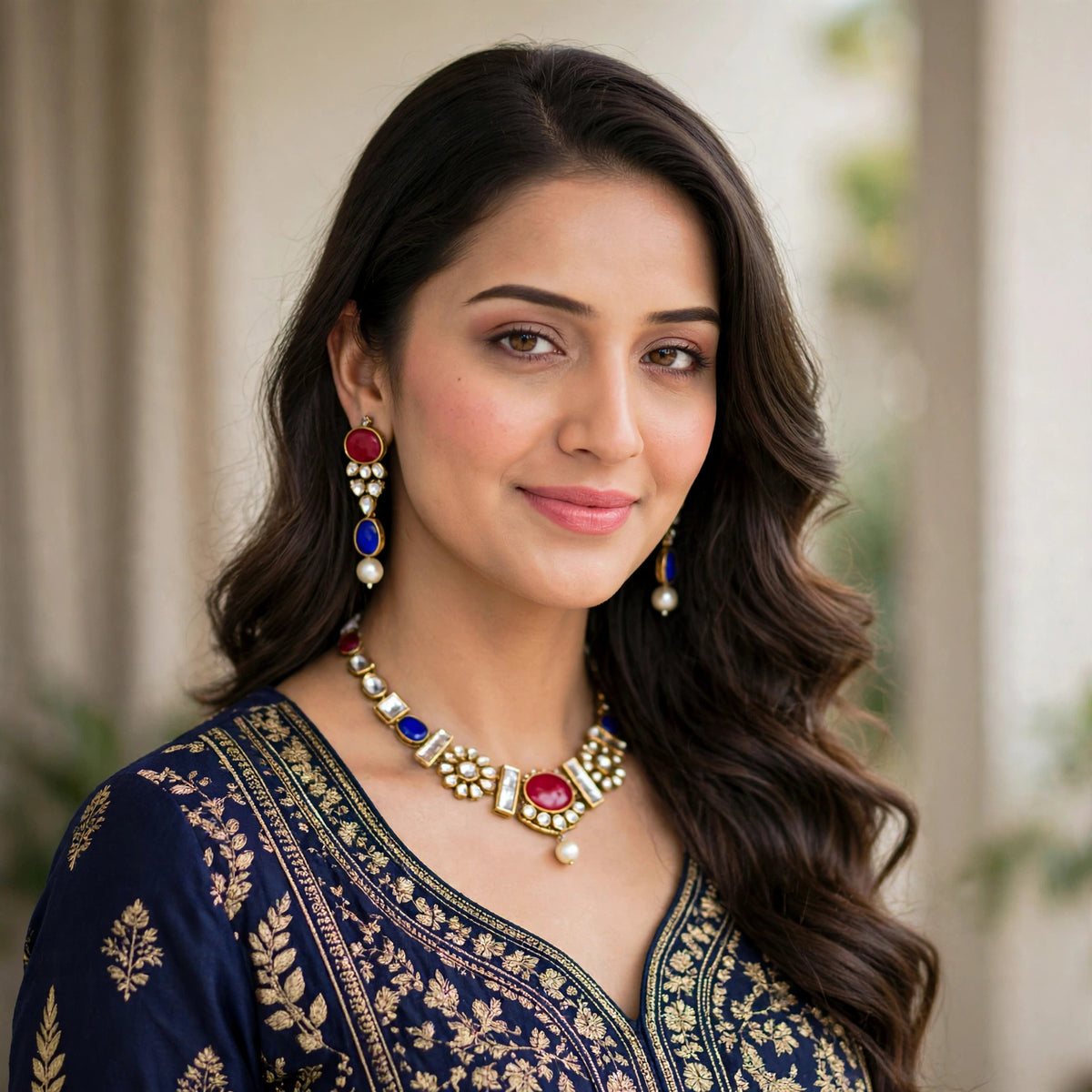 Handmade Kundan Jewelry Set | Coral, Pearl, & 22K Gold Plated