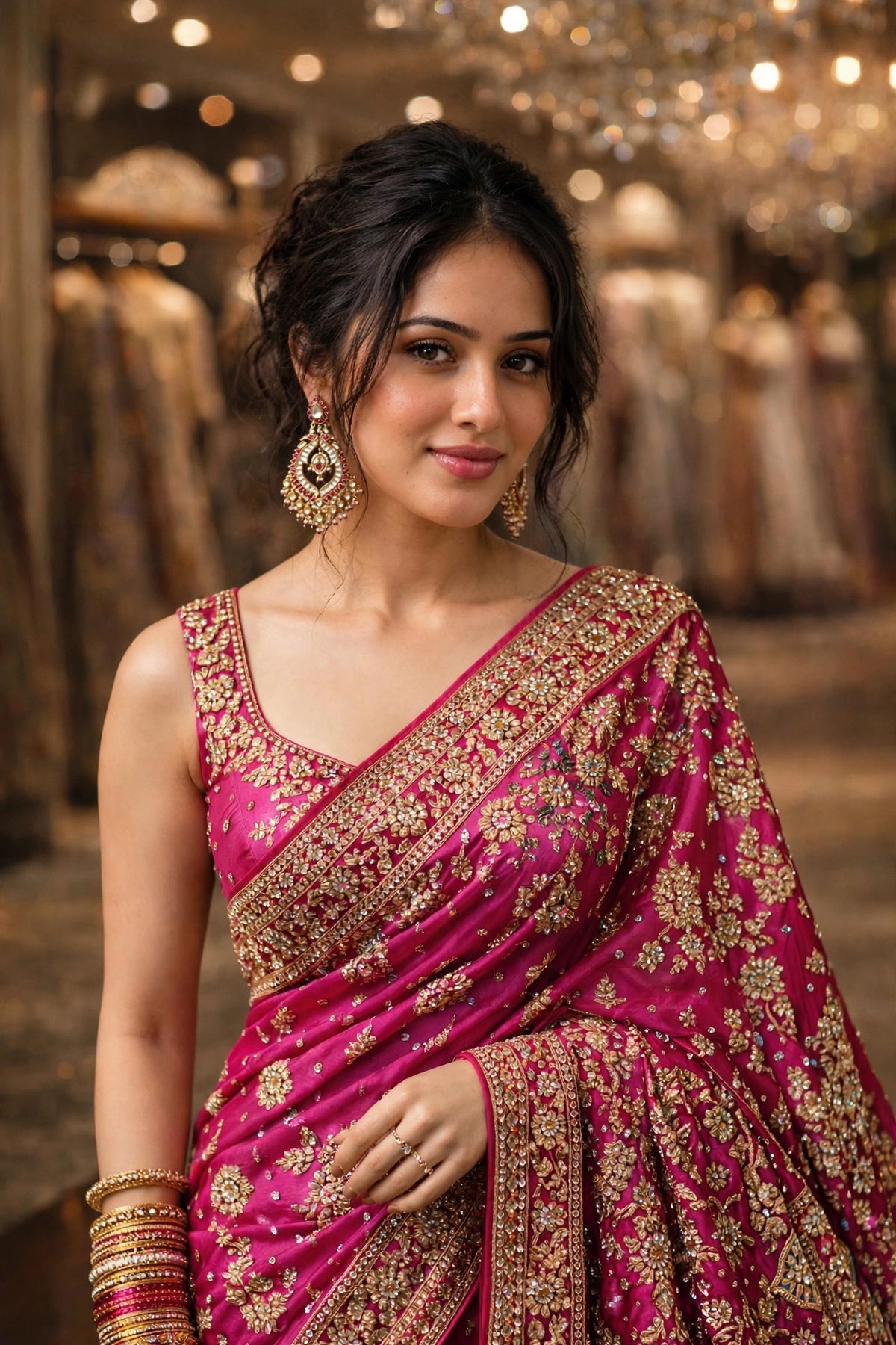 Kundan Chandbali Earrings, Indian Bridal Jewelry, Handmade Statement Earrings