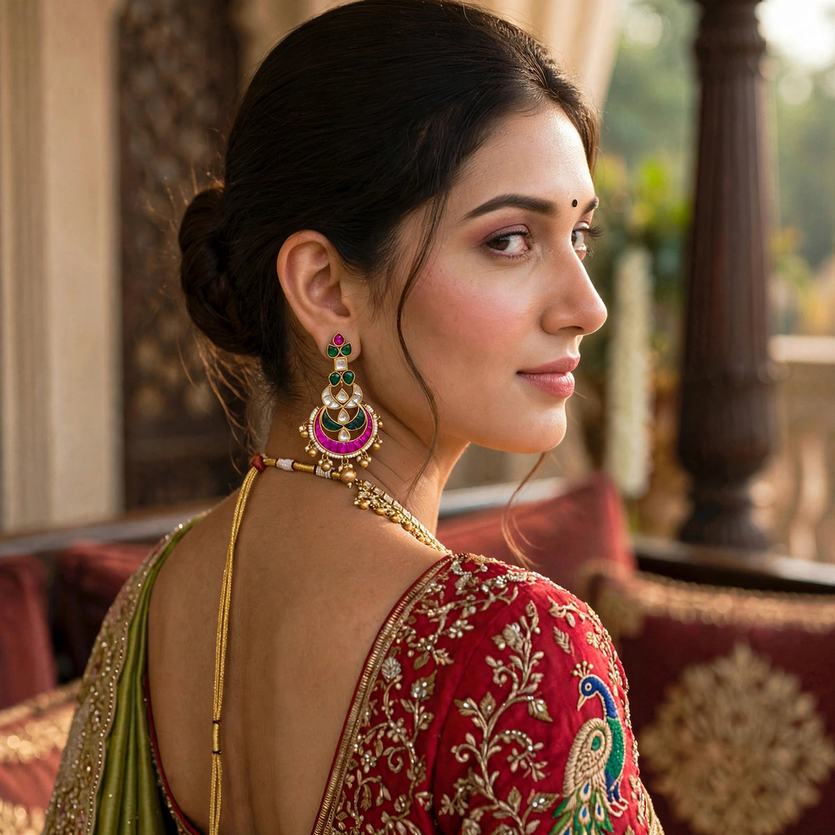 Handmade Kundan Bridal Jewelry Set, Gold Plated Wedding Necklace
