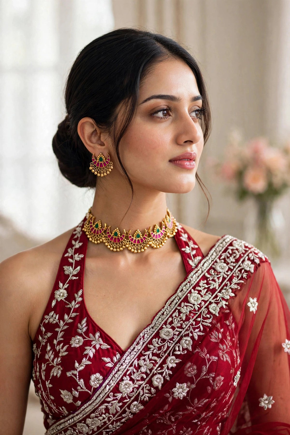 Handmade Kundan Choker, Gold Plated Bridal Jewelry, South Indian Wedding Necklace