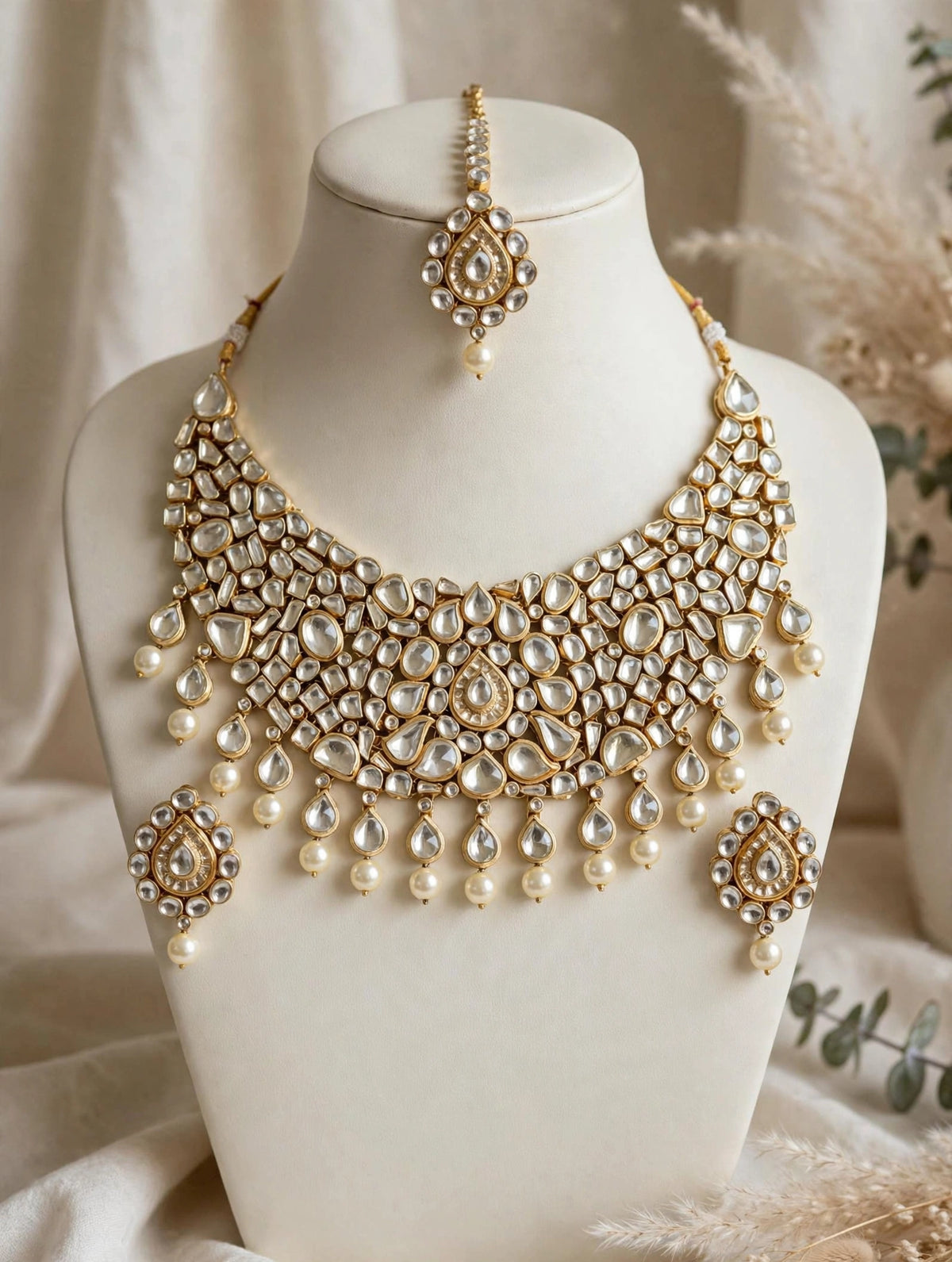 Handmade Kundan Bridal Necklace, Indian Wedding Jewelry