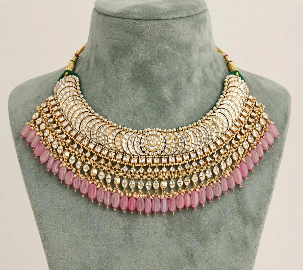 Kundan Jewellery Set with Earrings, Gold Plated Choker Necklace, Traditional Indian Wedding Sets