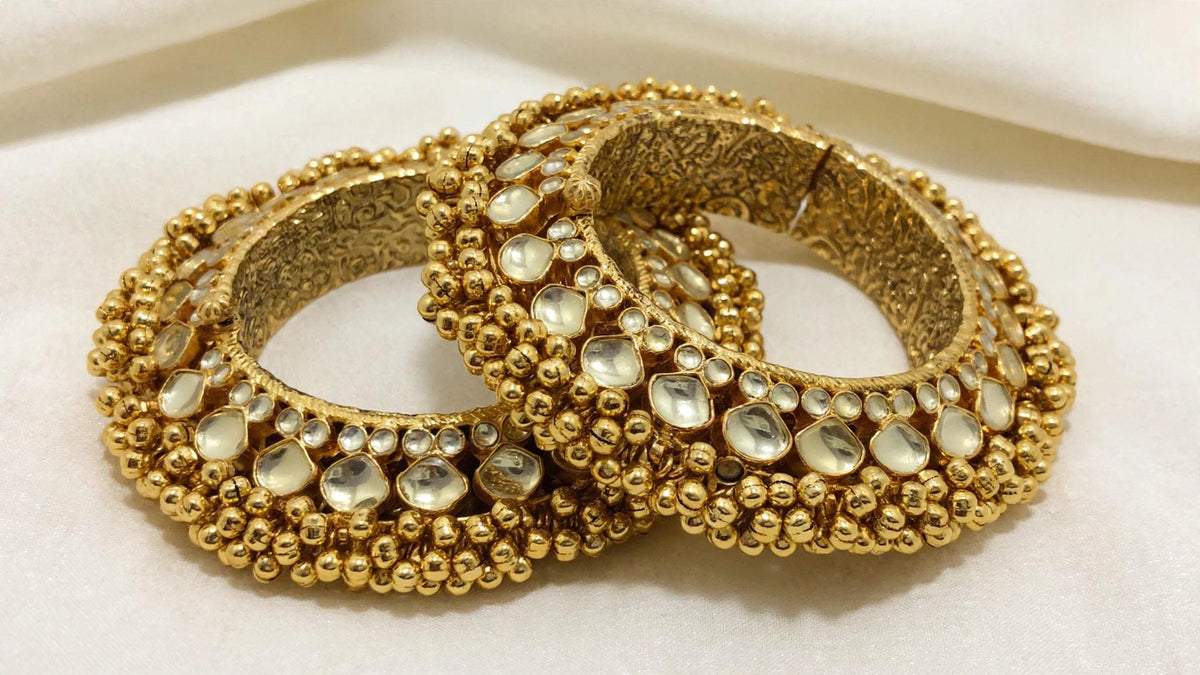 Handmade Kundan Bridal Bangles, Indian Wedding Jewelry