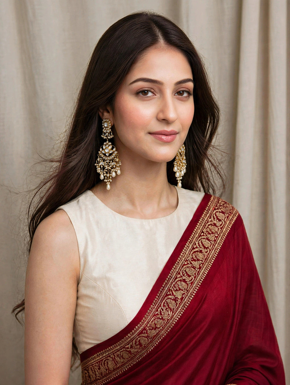 Kundan Chandbali Earrings, Gold Plated Indian handmade Jewelry , Pakistani Wedding Set