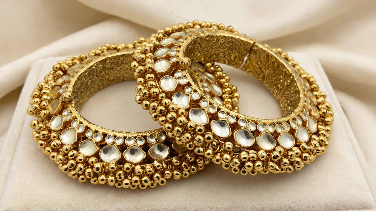 Handmade Kundan Bridal Bangles, Indian Wedding Jewelry