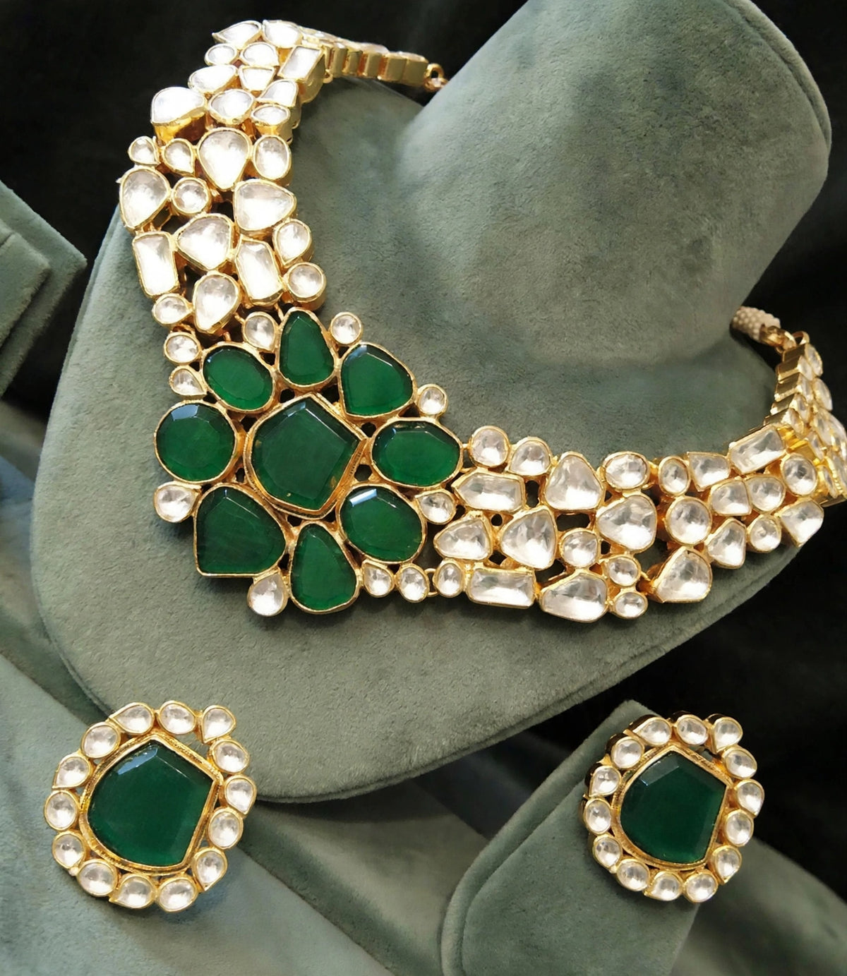 Handmade Kundan Choker Set, 22K Gold Plated, Indian Bridal Jewelry