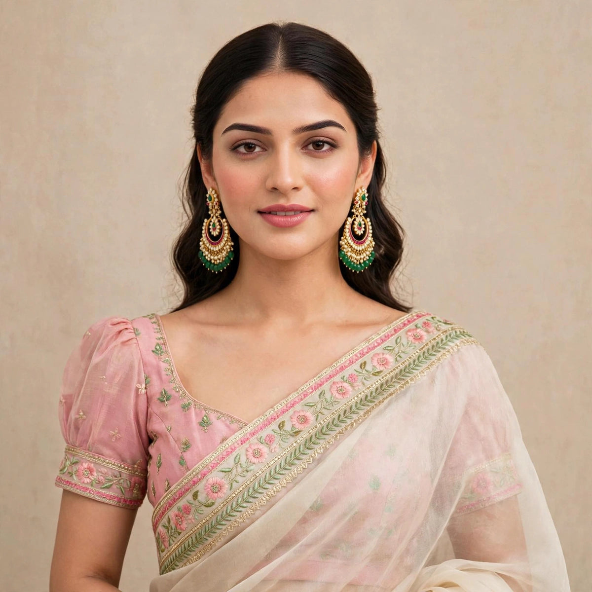 Handcrafted Kundan Chandbali Earrings for Indian Women, Gold Plated Jewellery