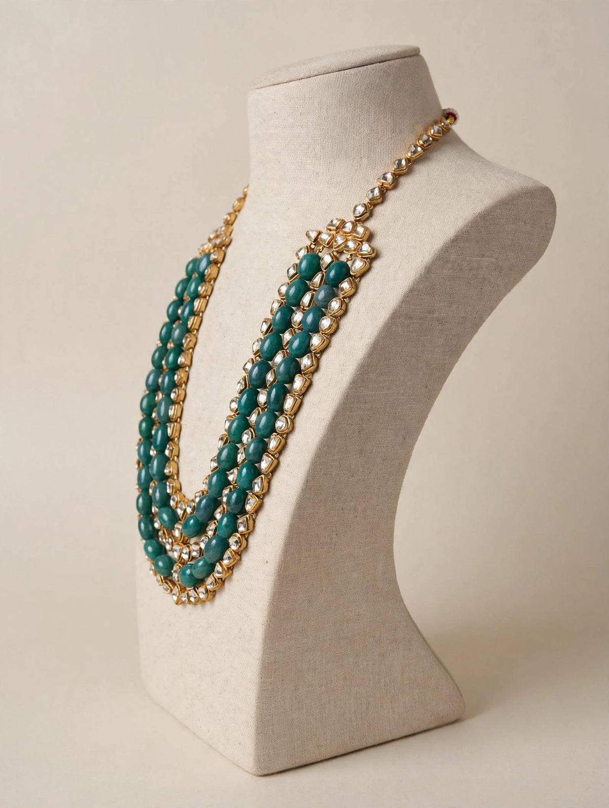 Handmade Kundan Bridal Necklace Set, 22K Gold Plated Indian Wedding Jewelry