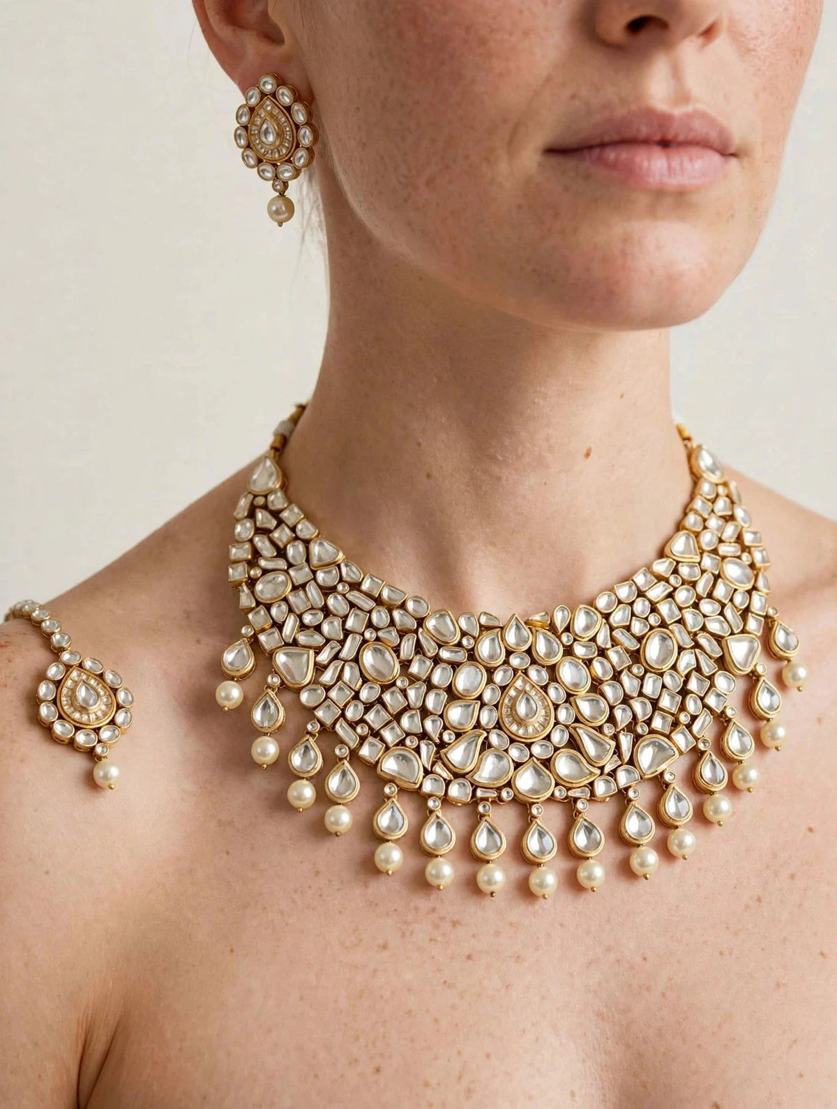 Handmade Kundan Bridal Necklace, Indian Wedding Jewelry