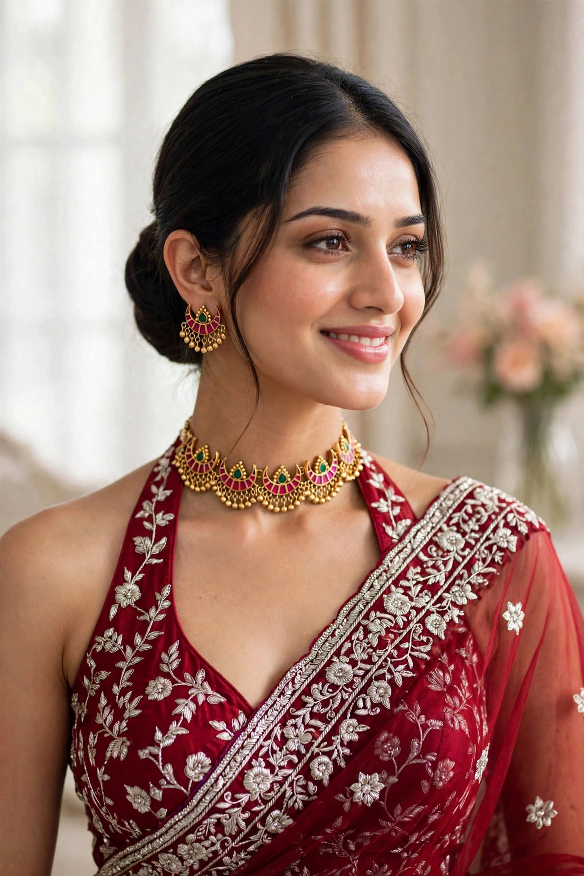 Handmade Kundan Choker, Gold Plated Bridal Jewelry, South Indian Wedding Necklace