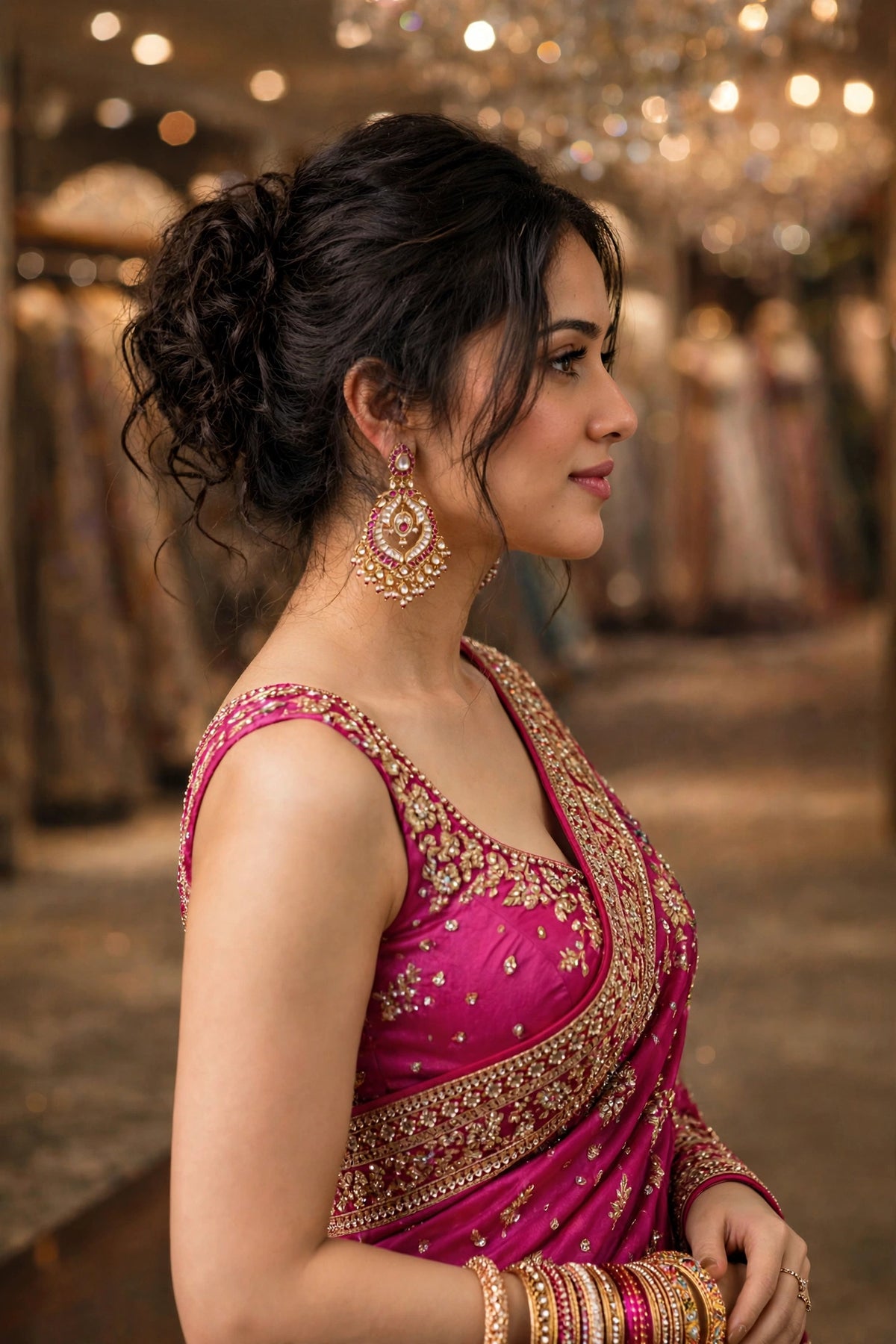 Kundan Chandbali Earrings, Indian Bridal Jewelry, Handmade Statement Earrings