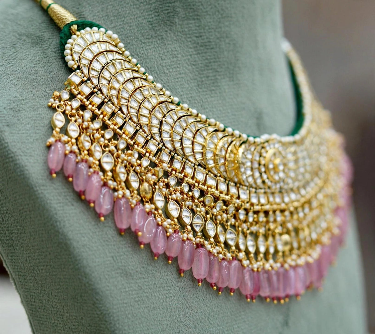 Kundan Jewellery Set with Earrings, Gold Plated Choker Necklace, Traditional Indian Wedding Sets