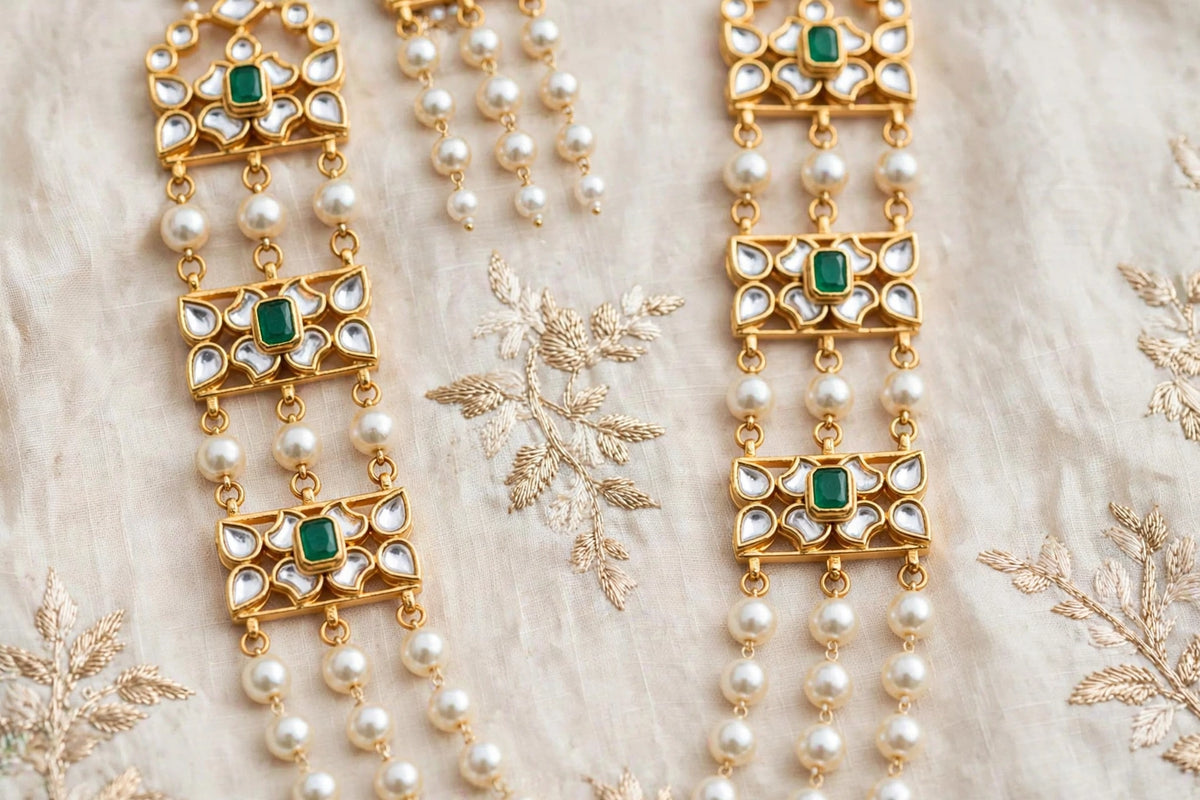 Kundan Pearl Mala Necklace | Indian Bridal Jewellery Set | Women’s Fashion Accessories