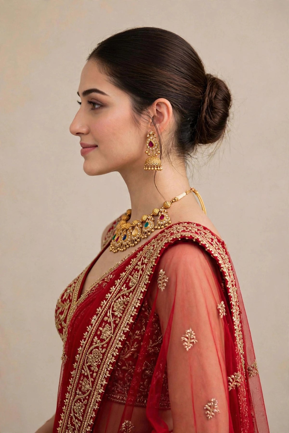 Kundan Choker Necklace, South Indian Jewelry, Handmade Earrings with Jhumki