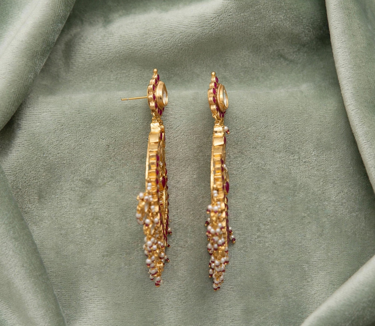 Kundan Chandbali Earrings, Indian Bridal Jewelry, Handmade Statement Earrings