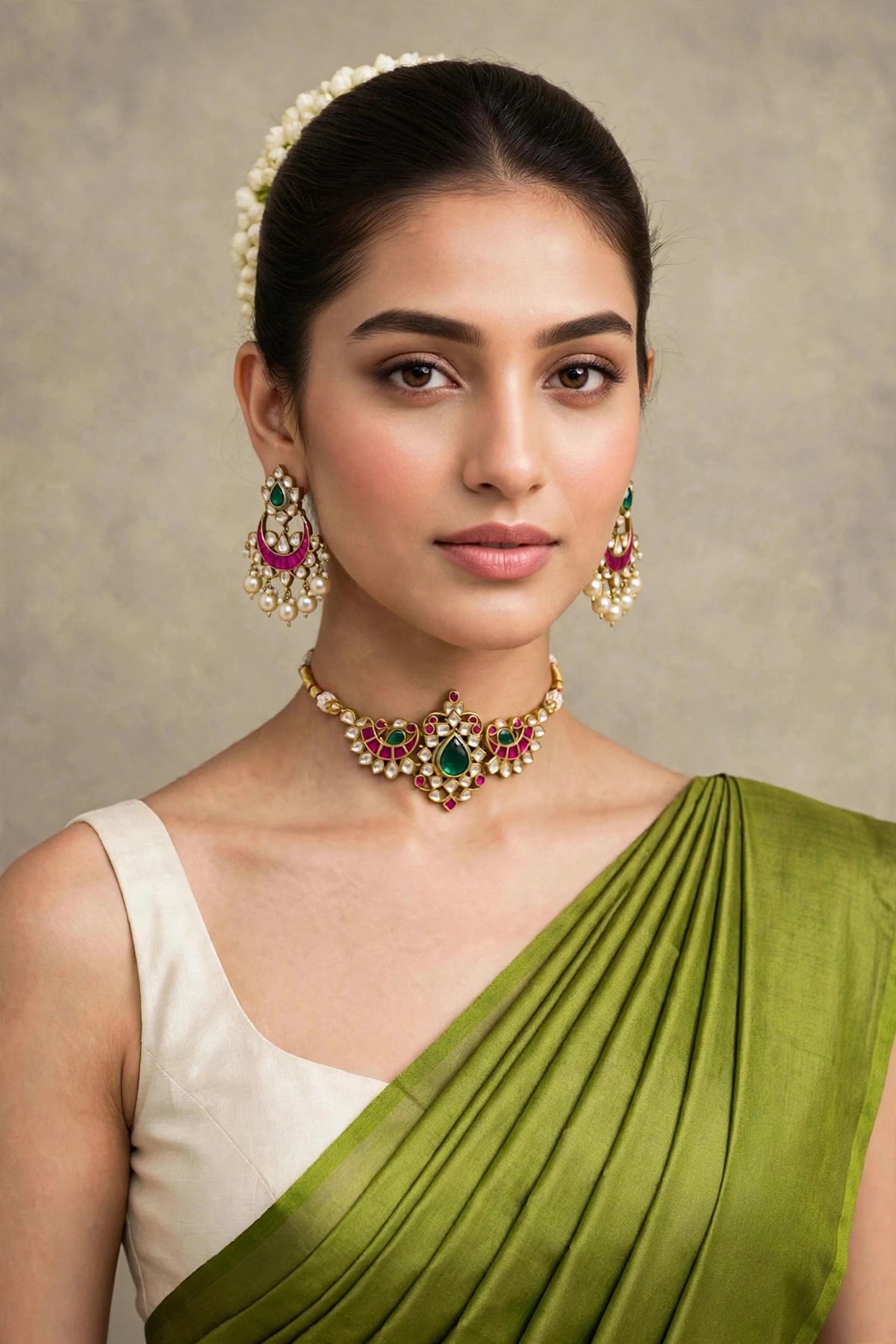 Gold Plated Luxury Bridal Necklace Set with Matching Choker & Earrings, Indian Wedding Jewellery, Statement Bridal Set