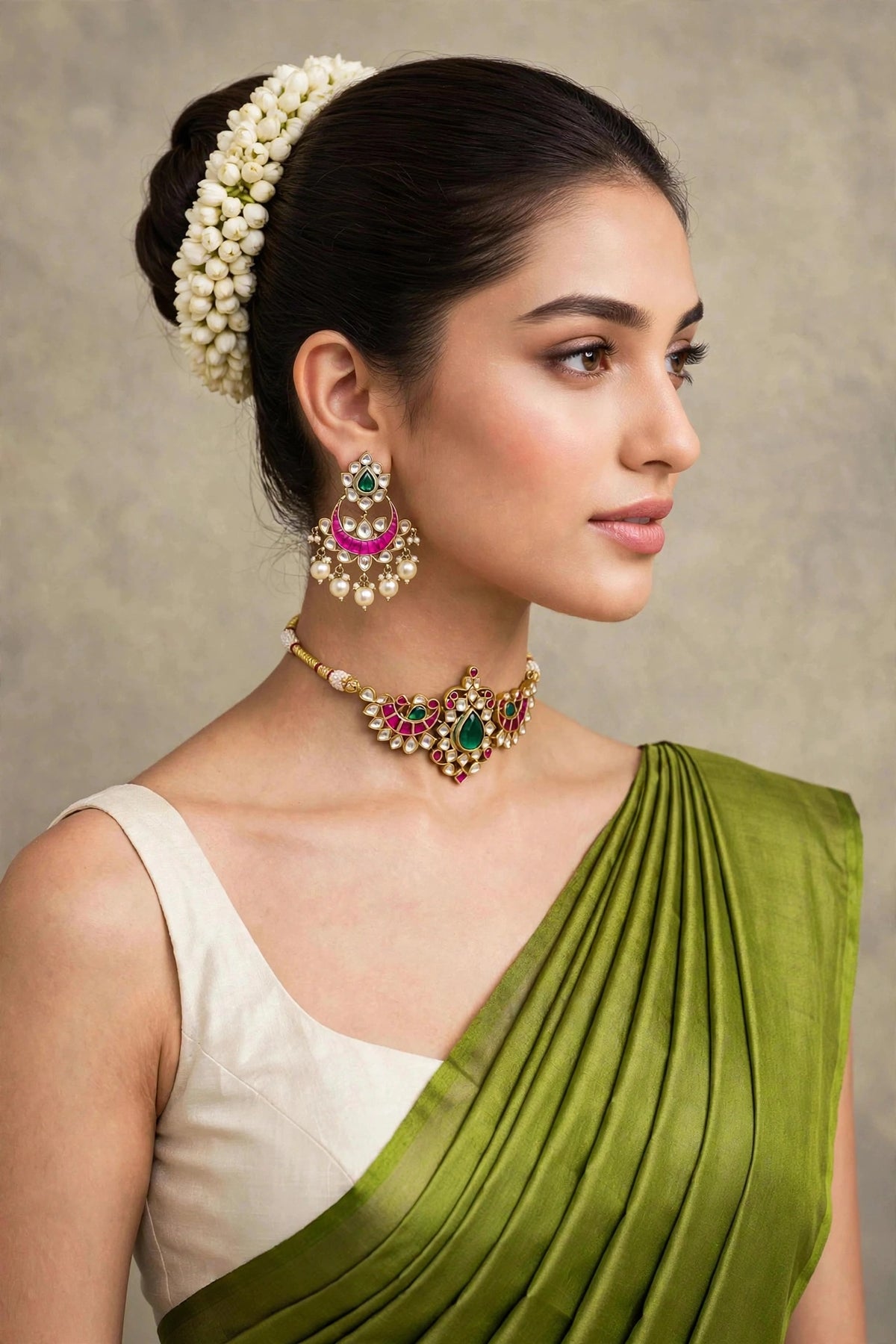 Gold Plated Luxury Bridal Necklace Set with Matching Choker & Earrings, Indian Wedding Jewellery, Statement Bridal Set