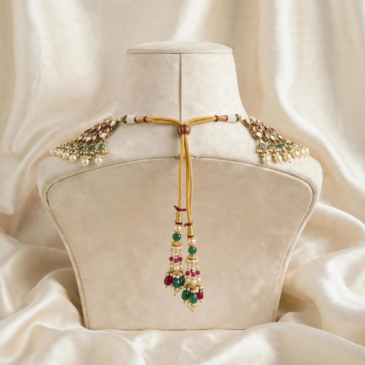 Traditional Kundan Choker Set, Gold Plated Handmade Indian Bridal Necklace Earrings