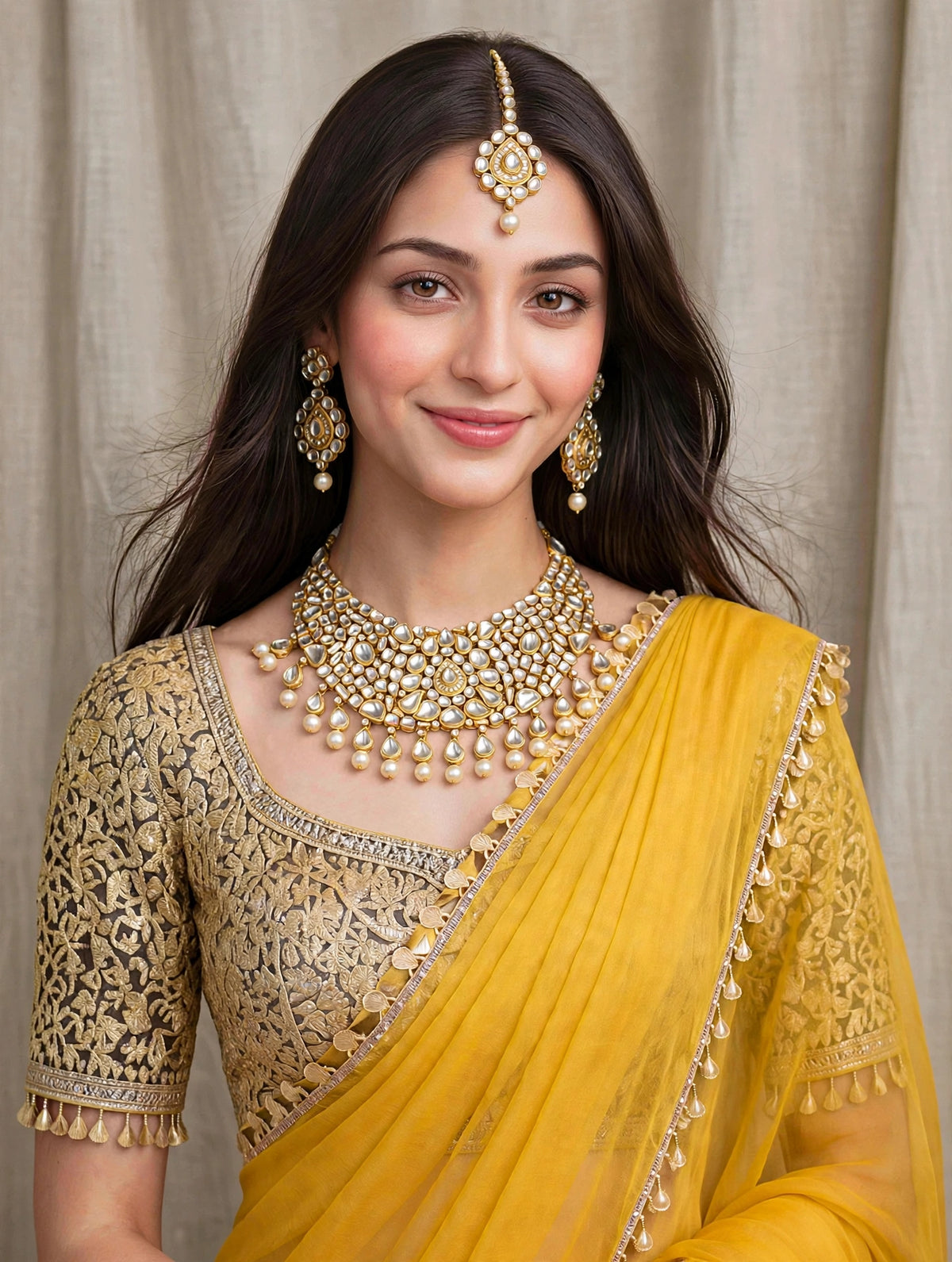 Handmade Kundan Bridal Necklace, Indian Wedding Jewelry