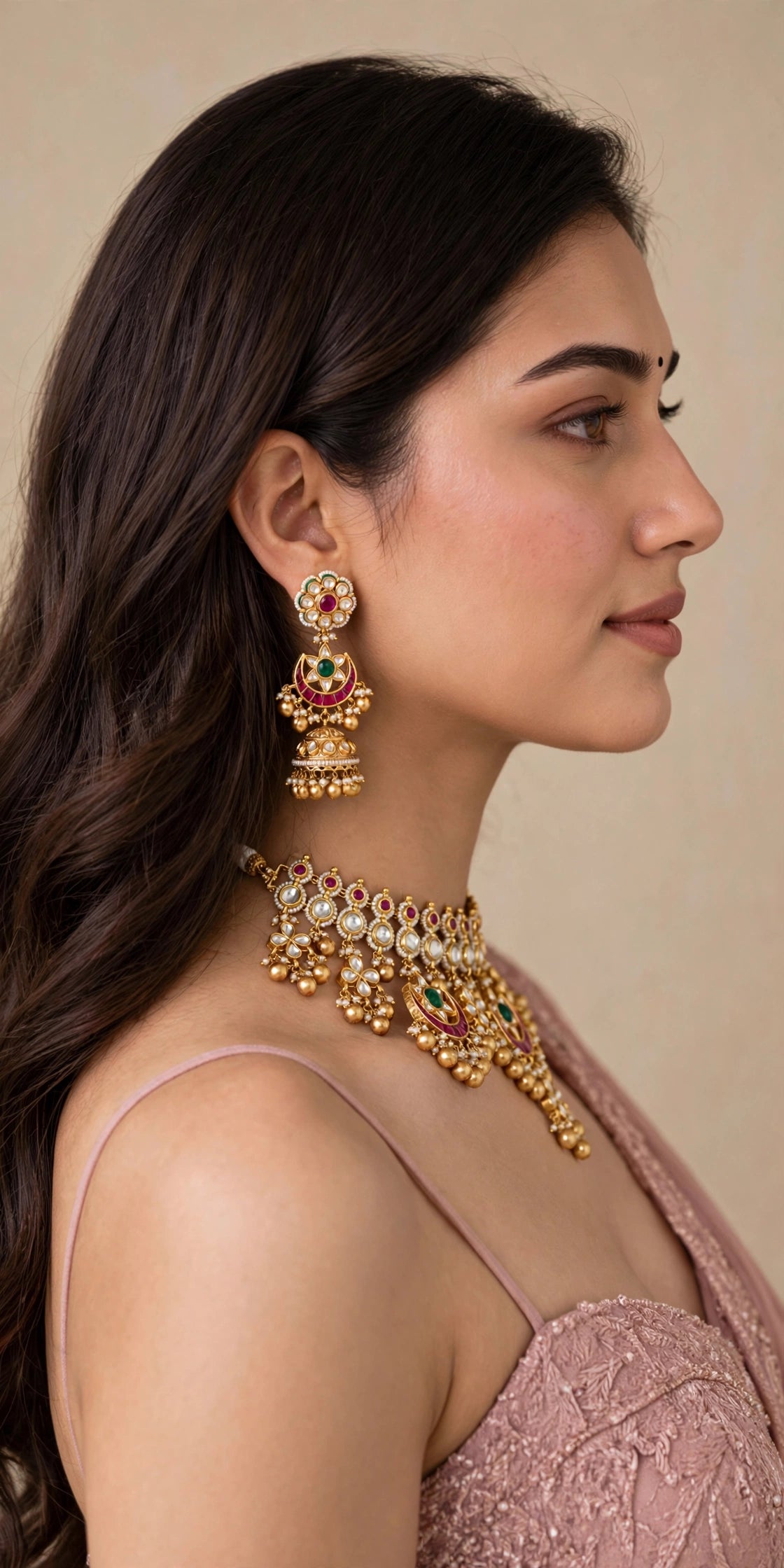 Kundan Choker Necklace Set | Indian Wedding Jewelry | Handmade Chandbali Earrings
