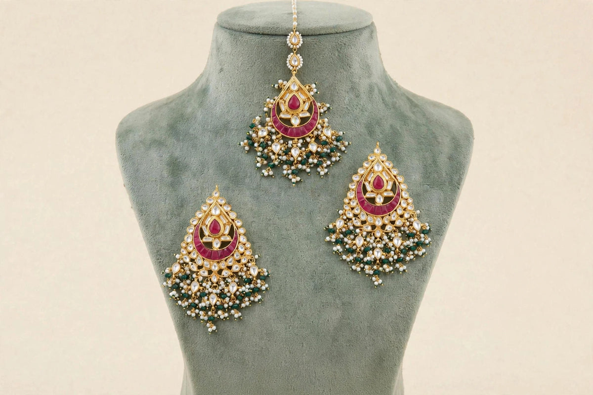Kundan Choker Necklace Set, Sabyasachi Inspired Indian Bridal Jewelry