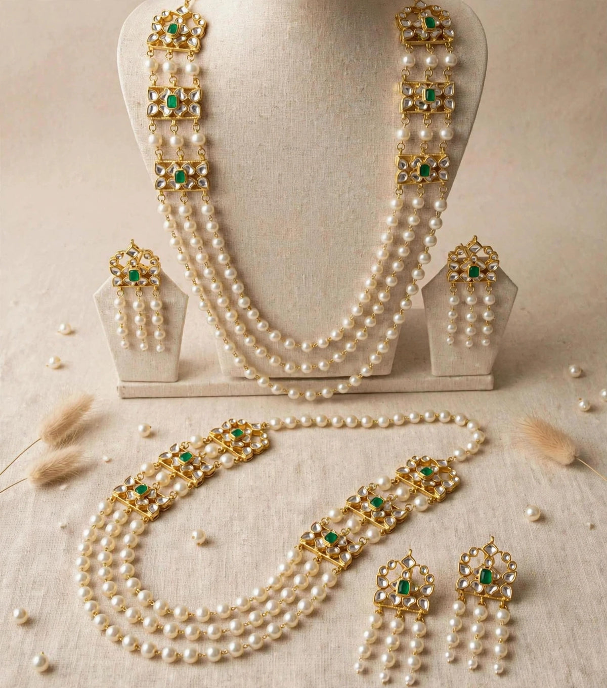 Kundan Pearl Mala Necklace | Indian Bridal Jewellery Set | Women’s Fashion Accessories