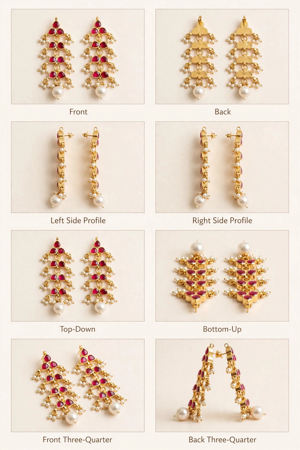 Handmade Kundan Earrings: Pink Stone Pearl Hanging Earring