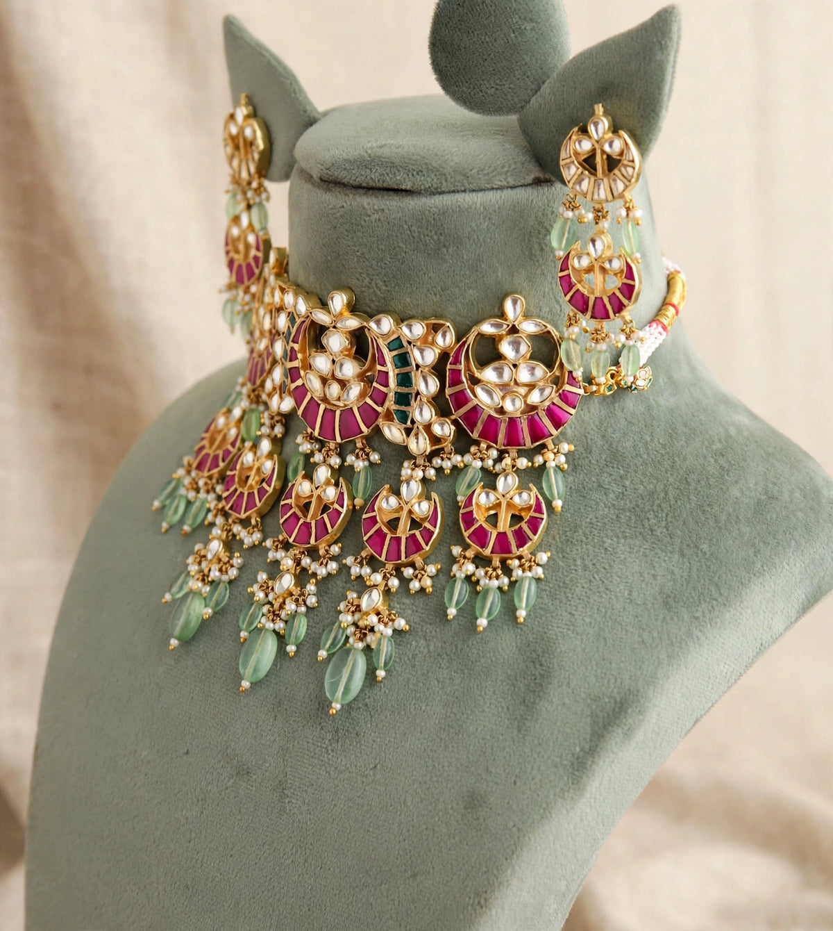 Kundan Choker Necklace with Chandbali Earrings