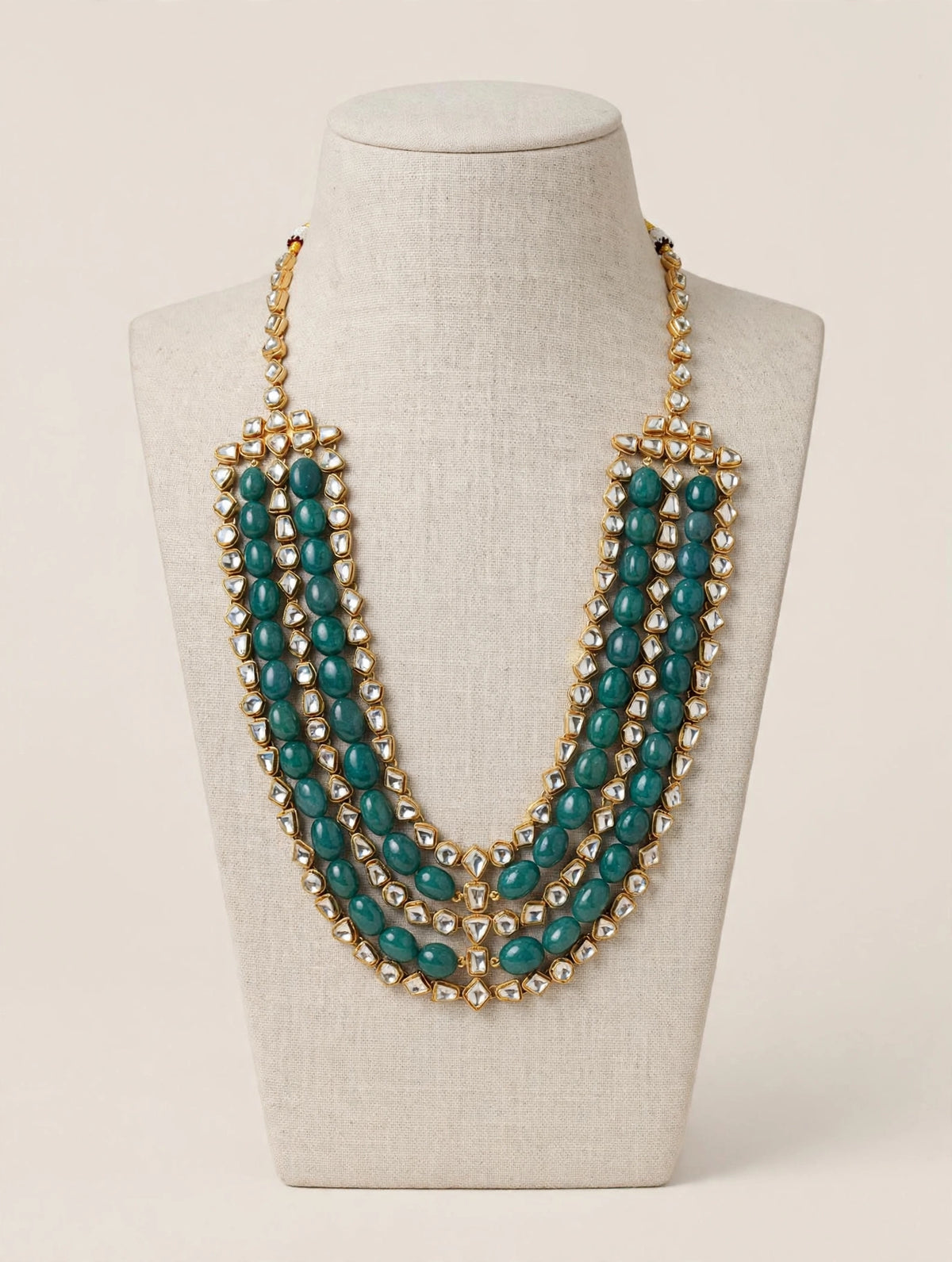 Handmade Kundan Bridal Necklace Set, 22K Gold Plated Indian Wedding Jewelry