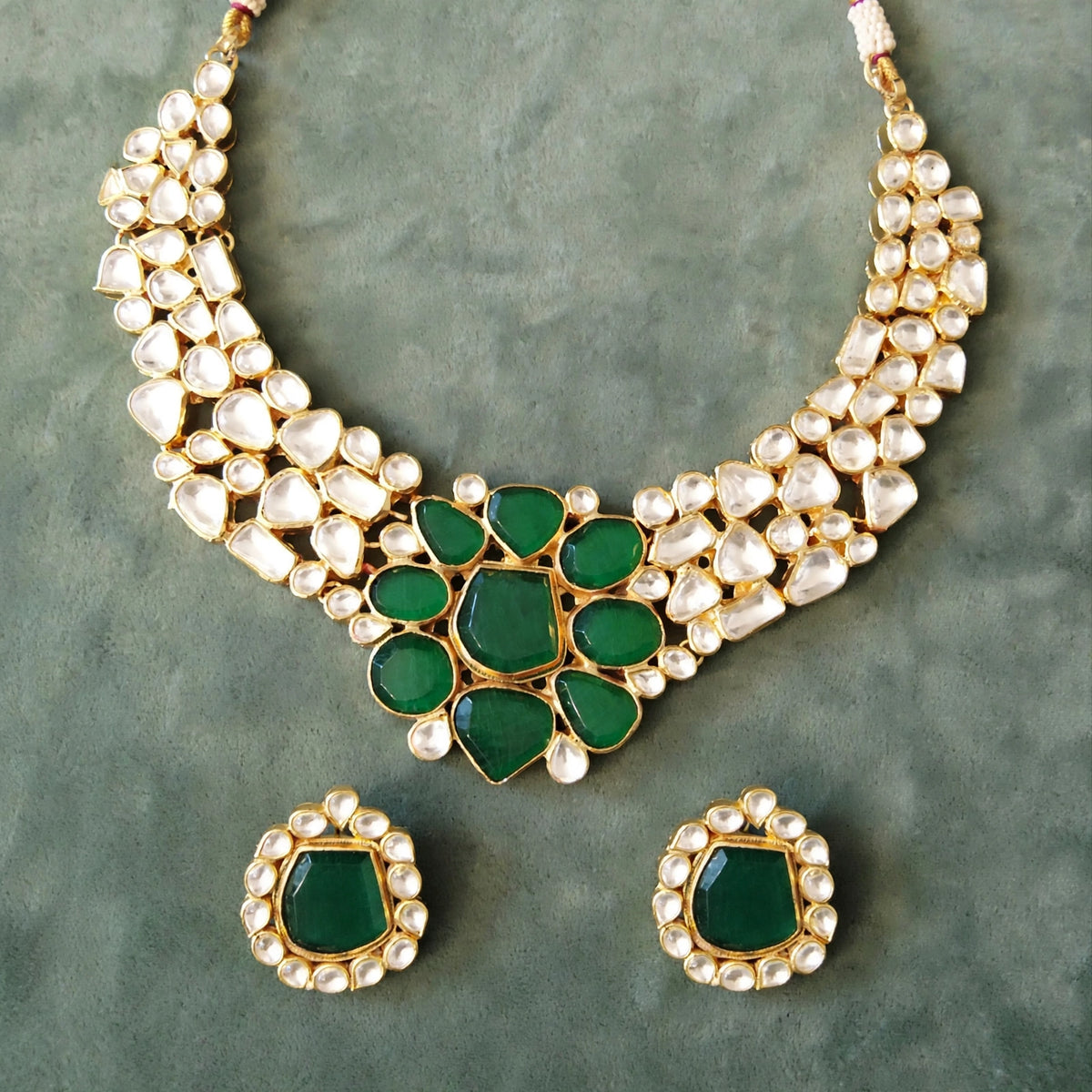 Handmade Kundan Choker Set, 22K Gold Plated, Indian Bridal Jewelry