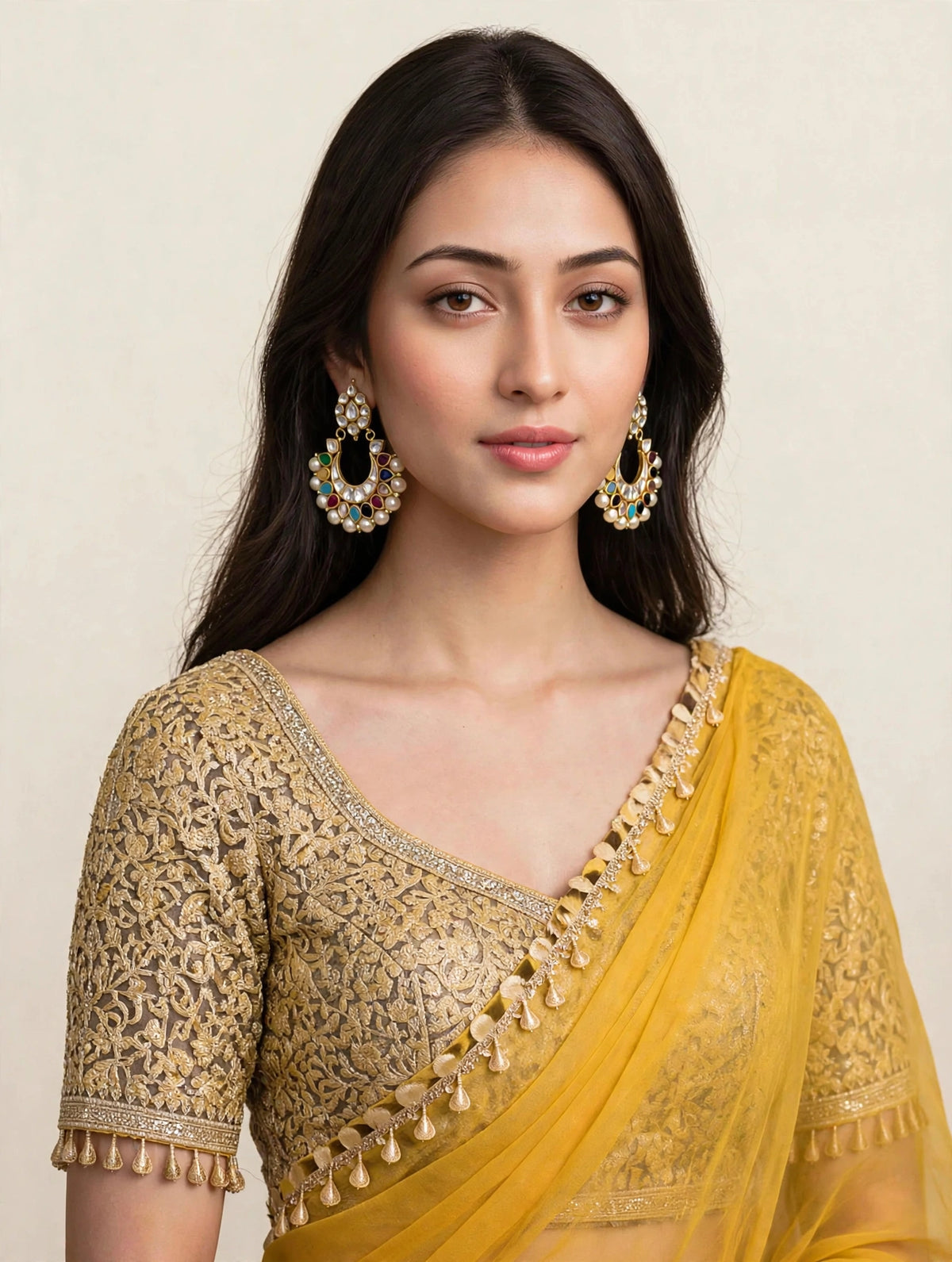 Kundan Chandbali Earrings, Indian Wedding Jewelry