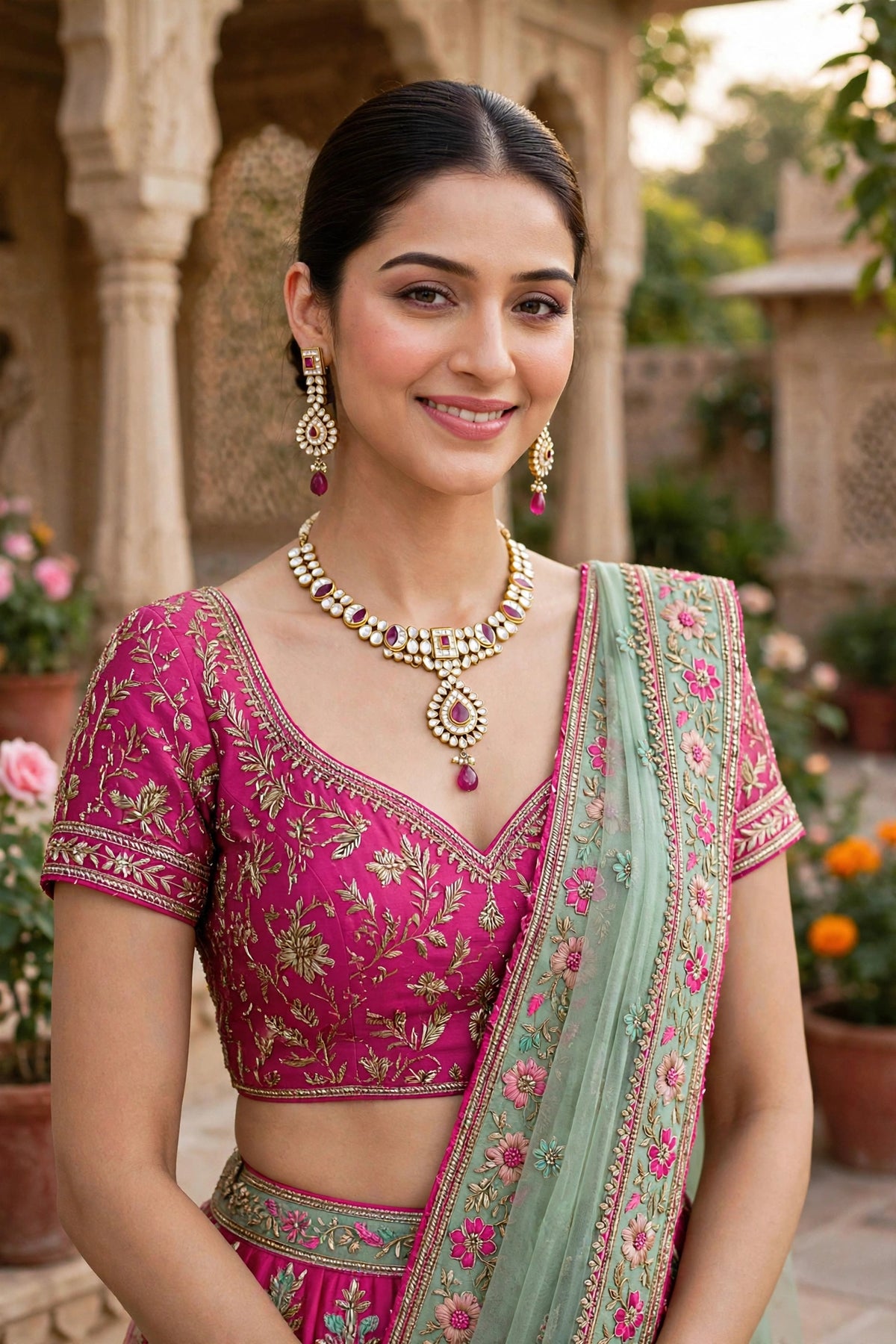 Handmade Kundan Choker Necklace with Earrings, Gold Plated Indian Handmade Jewellery Set