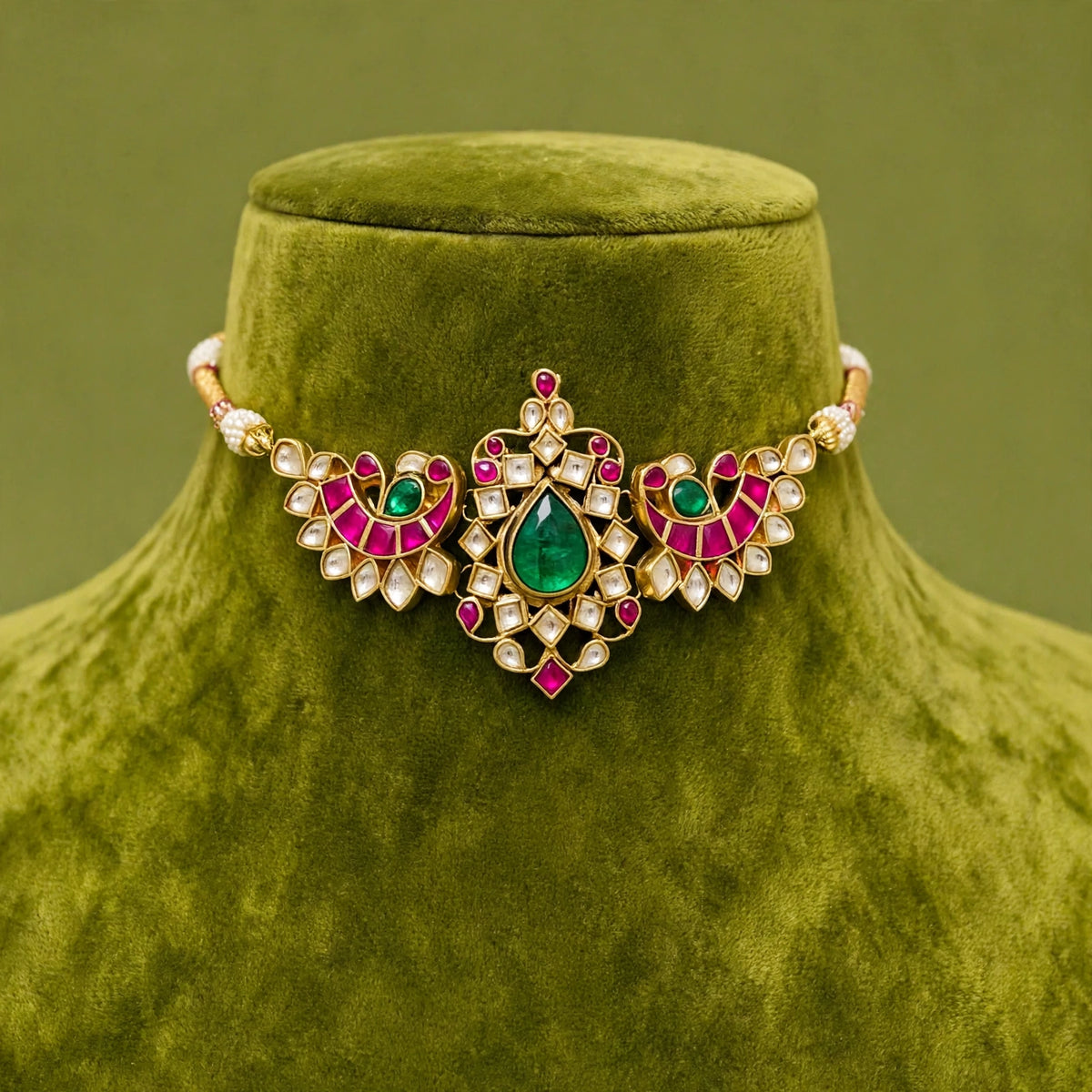 Gold Plated Luxury Bridal Necklace Set with Matching Choker & Earrings, Indian Wedding Jewellery, Statement Bridal Set