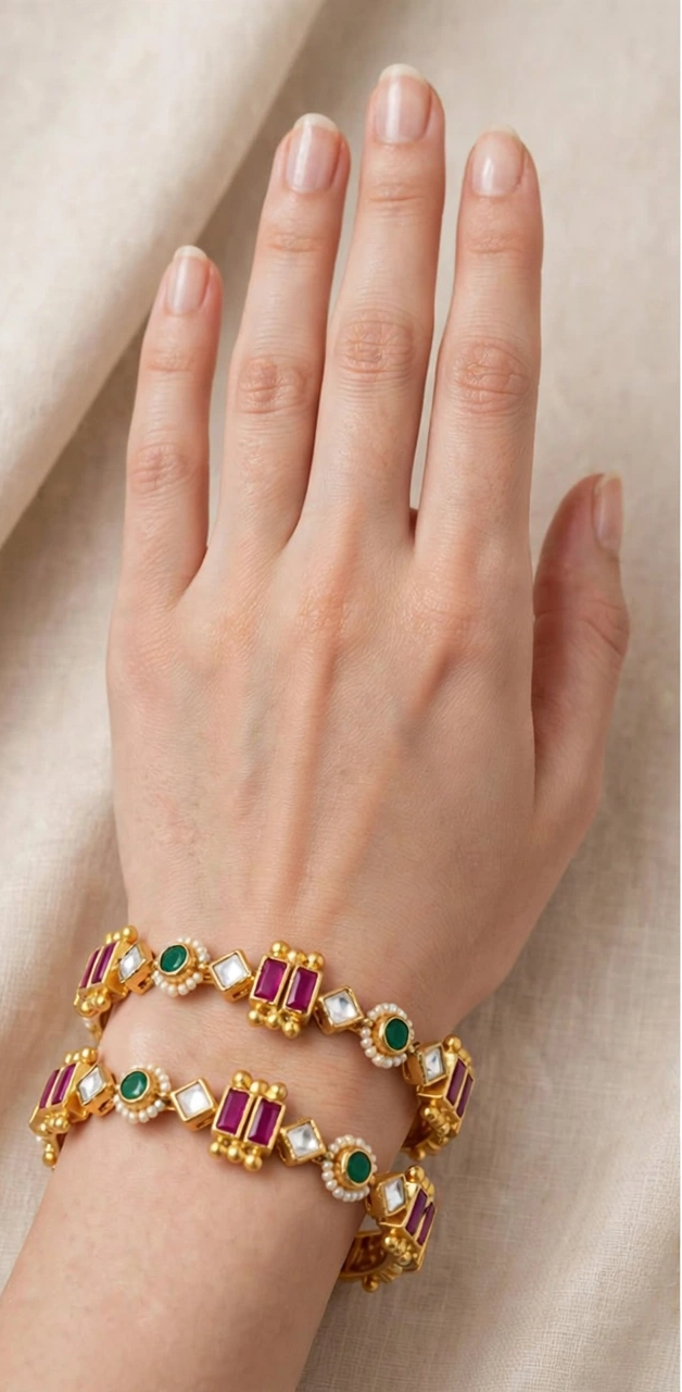 Handmade Kundan Bangles, South Indian Bridal Jewelry