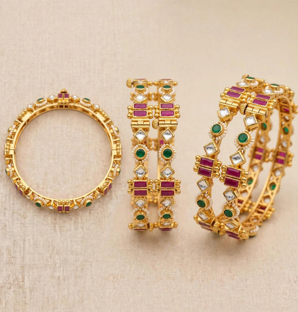 Handmade Kundan Bangles, South Indian Bridal Jewelry