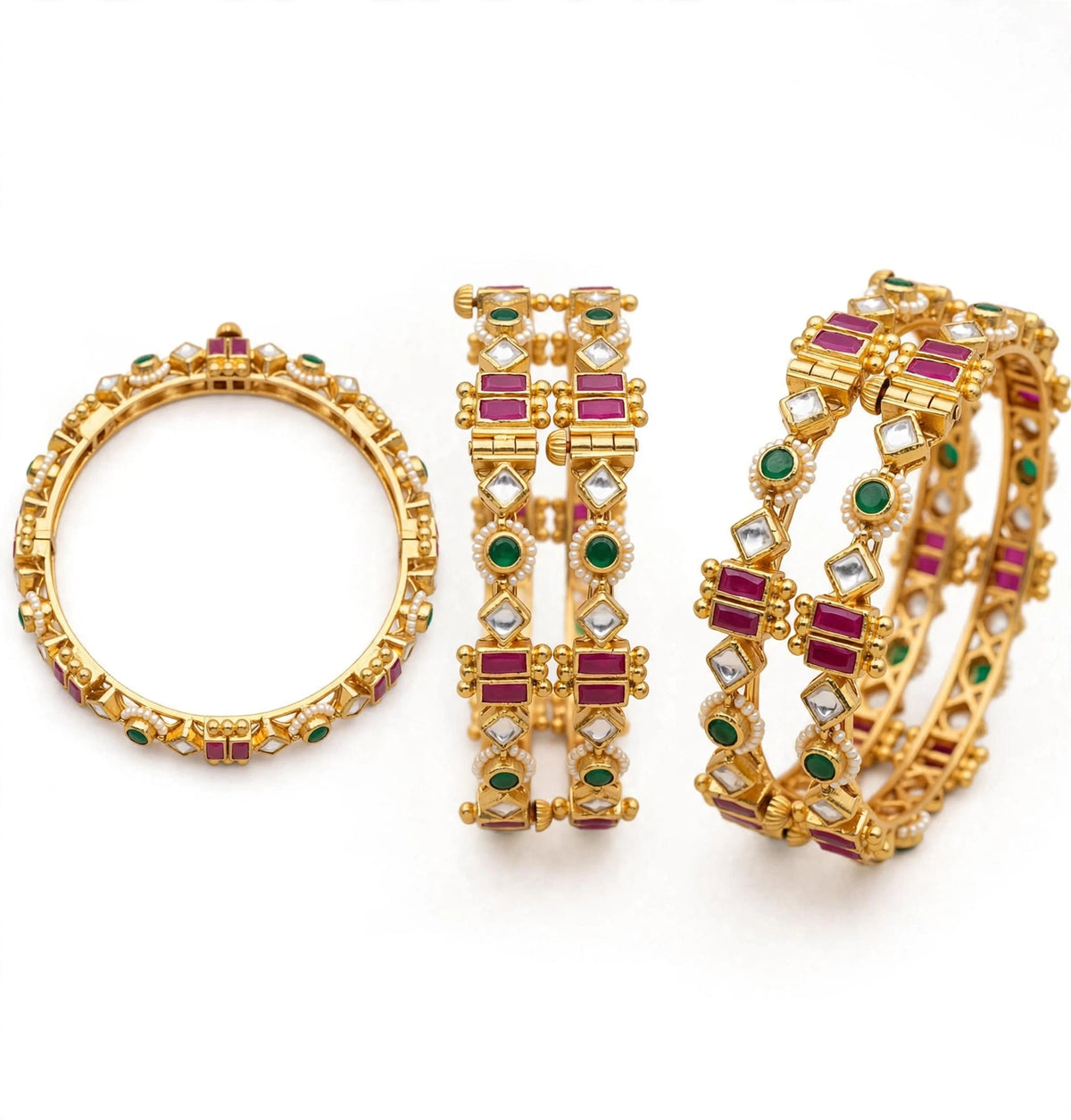 Handmade Kundan Bangles, South Indian Bridal Jewelry