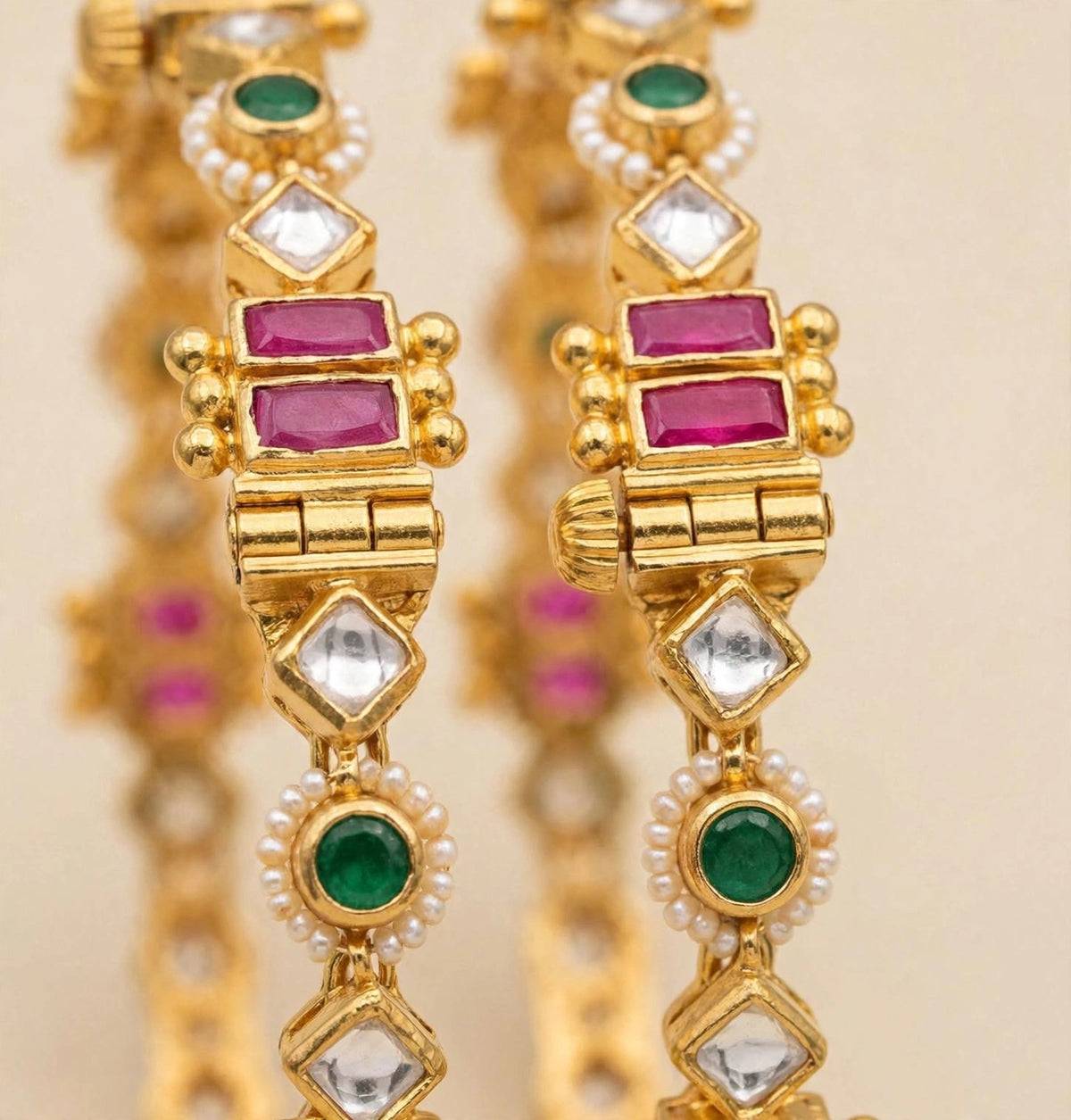 Handmade Kundan Bangles, South Indian Bridal Jewelry