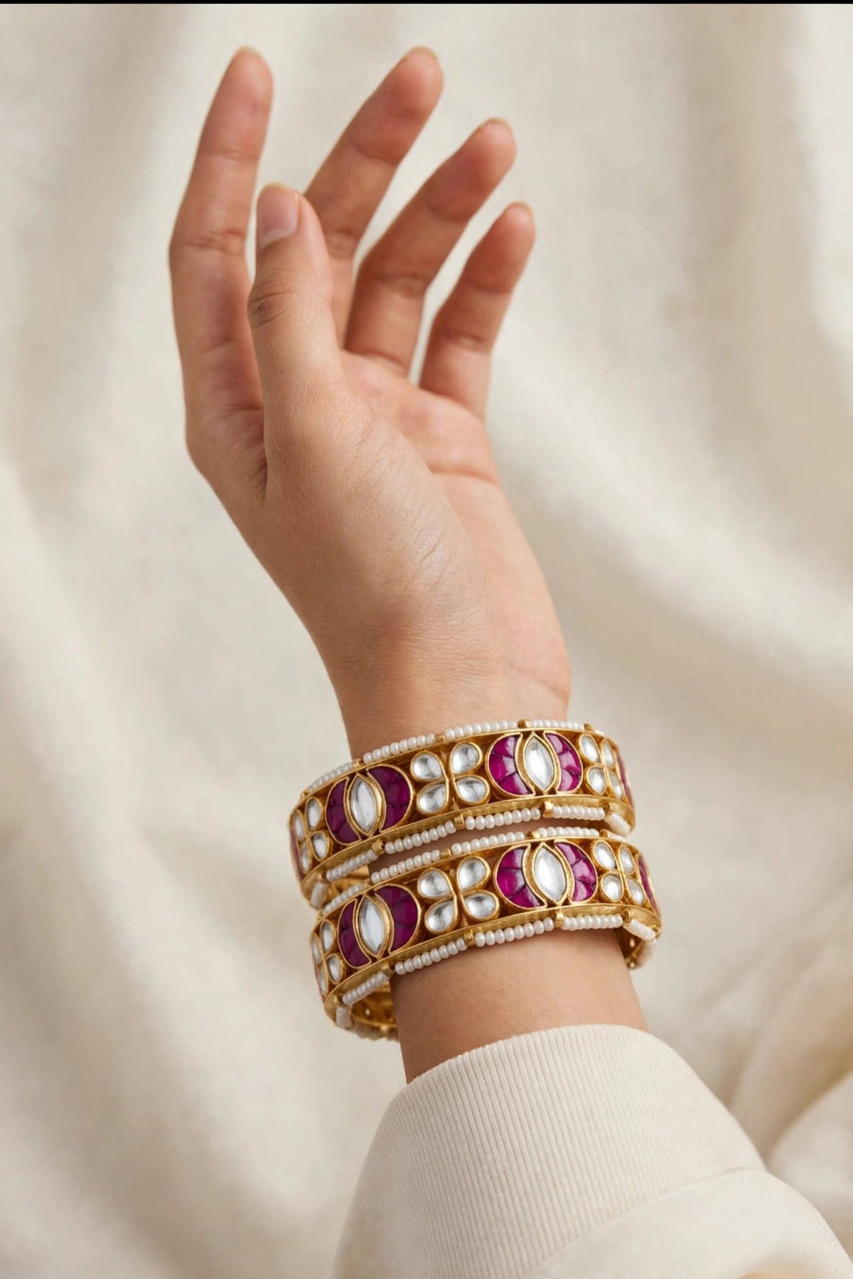 Kundan Bangle Set, Sabyasachi Inspired Bridal Jewelry, Indian Wedding Bracelet